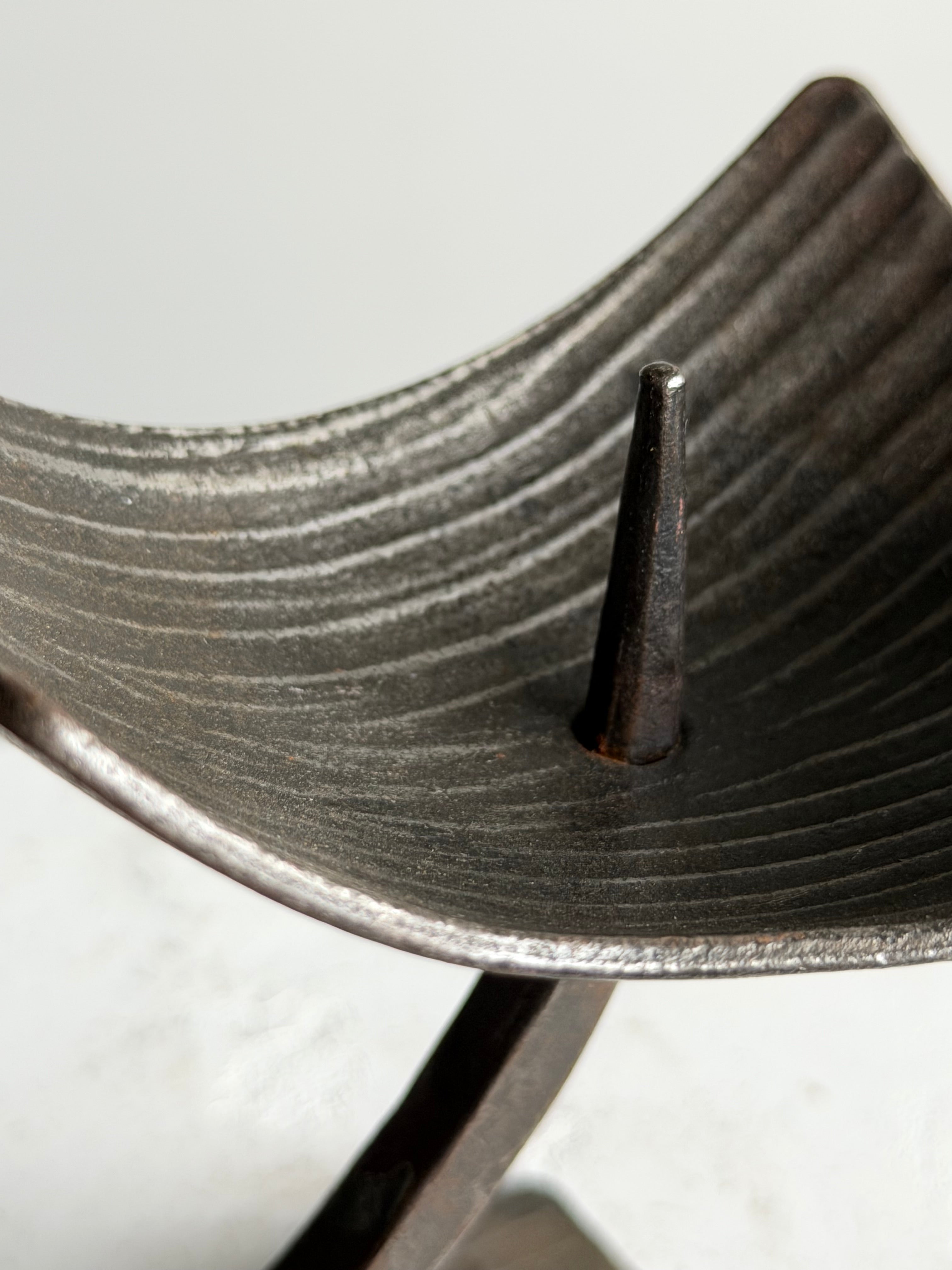 Sculptural Iron Candle Holder