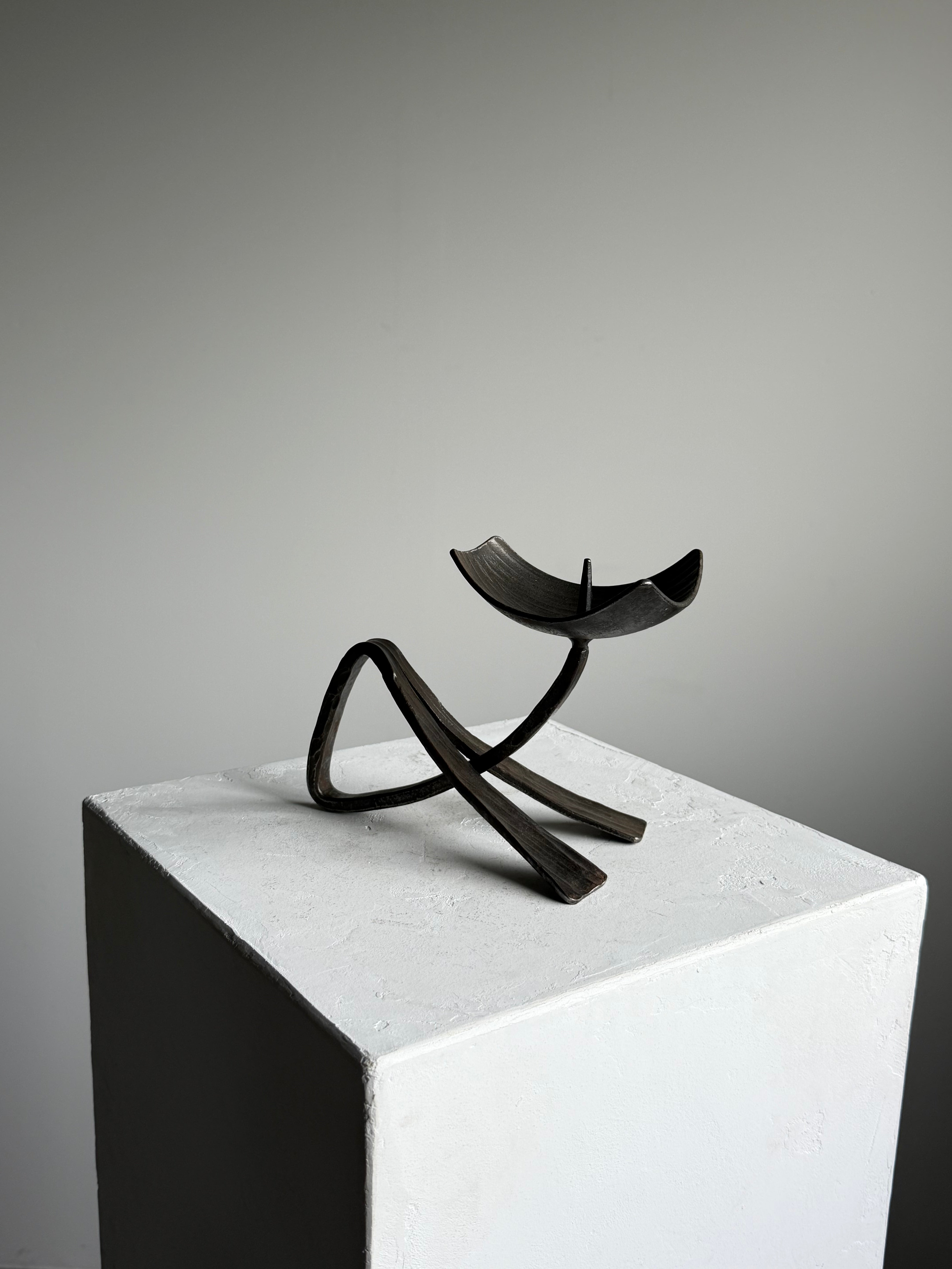Sculptural Iron Candle Holder