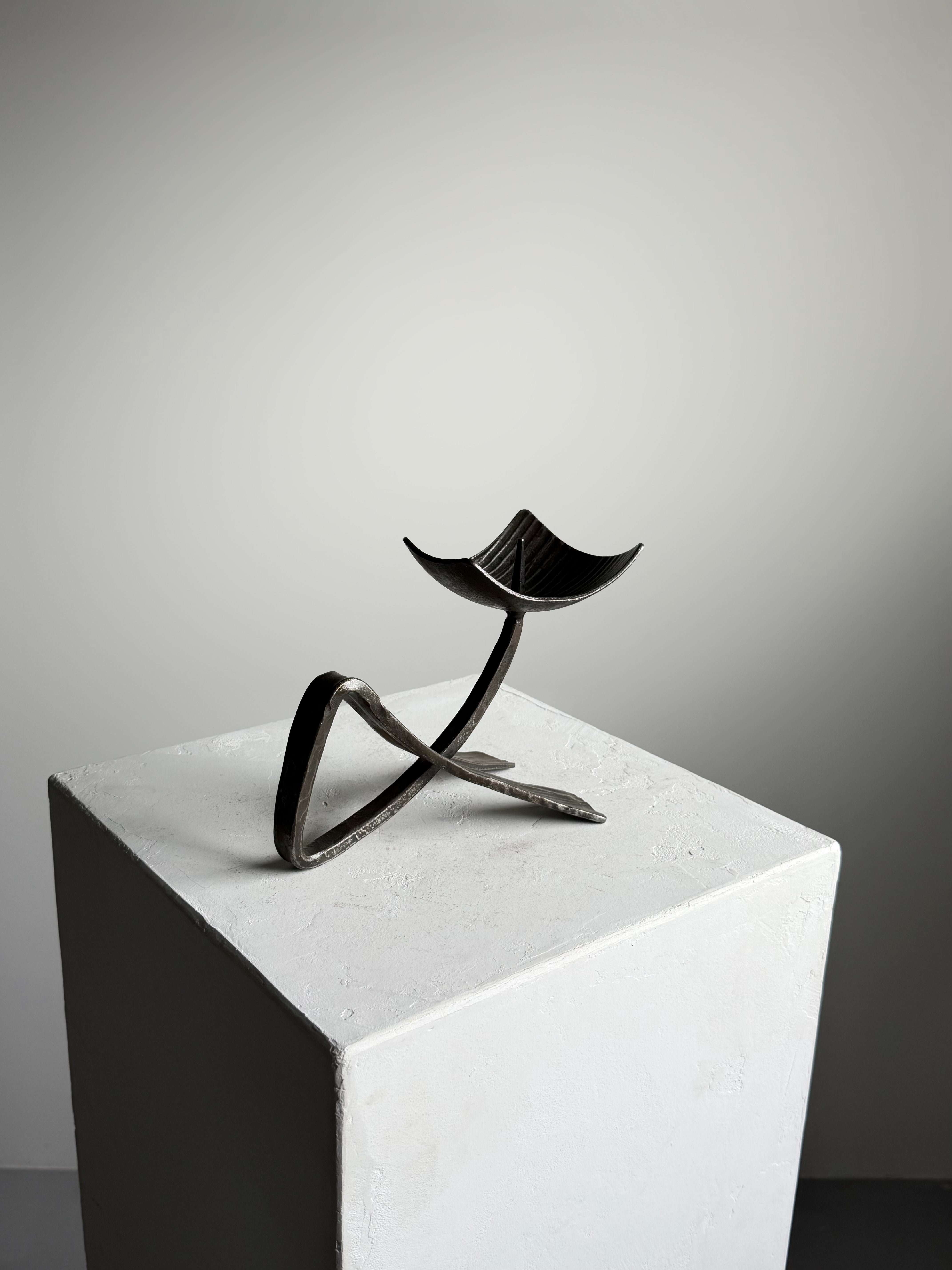 Sculptural Iron Candle Holder