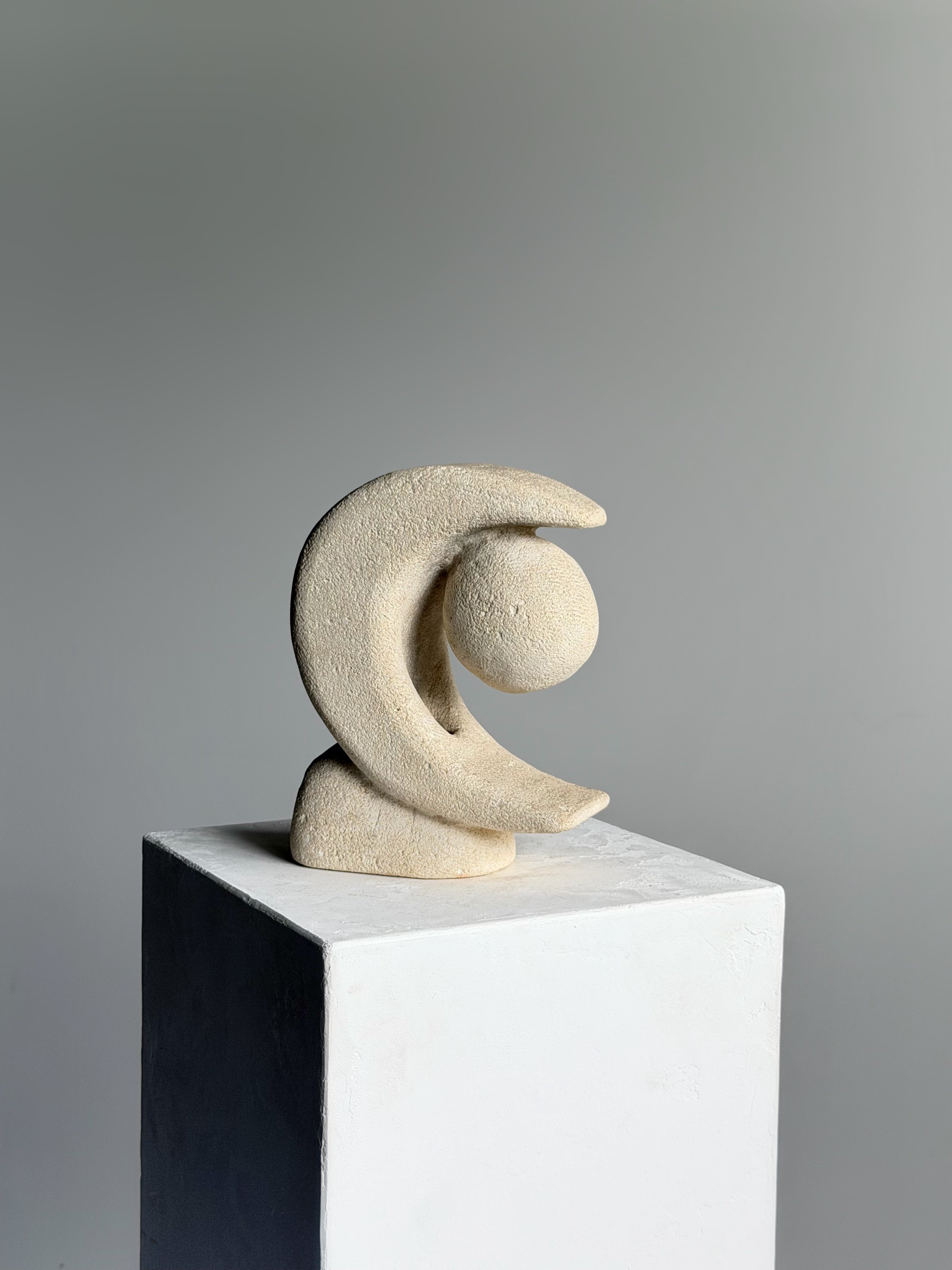Carved Stone Lamp By Pierre Albert Tormost, 1960s　　