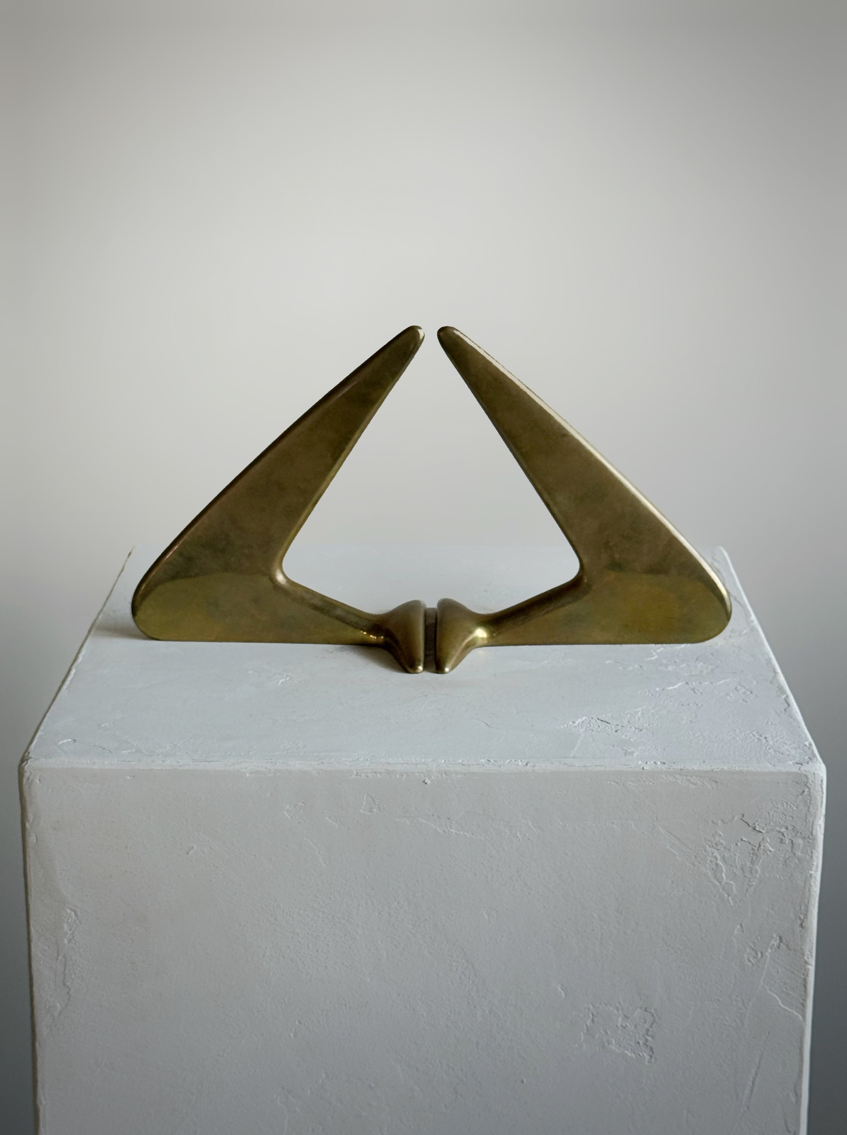 Sculptural Brass Bookends by Carl Auböck, Austria, 1950s