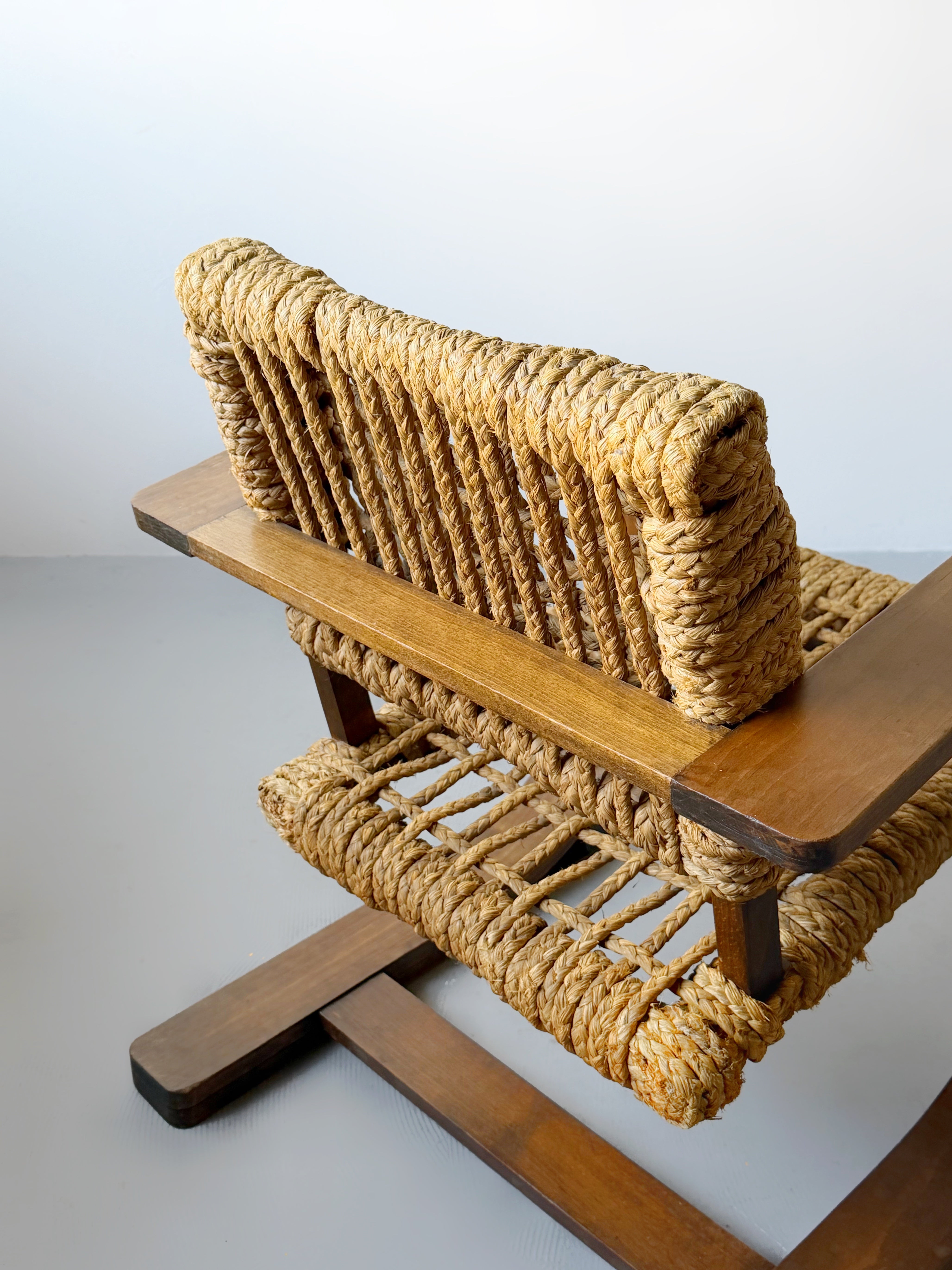 Rope armchair by Adrien Audoux & Frida Minet for Vibo Vesoul, France 1940s