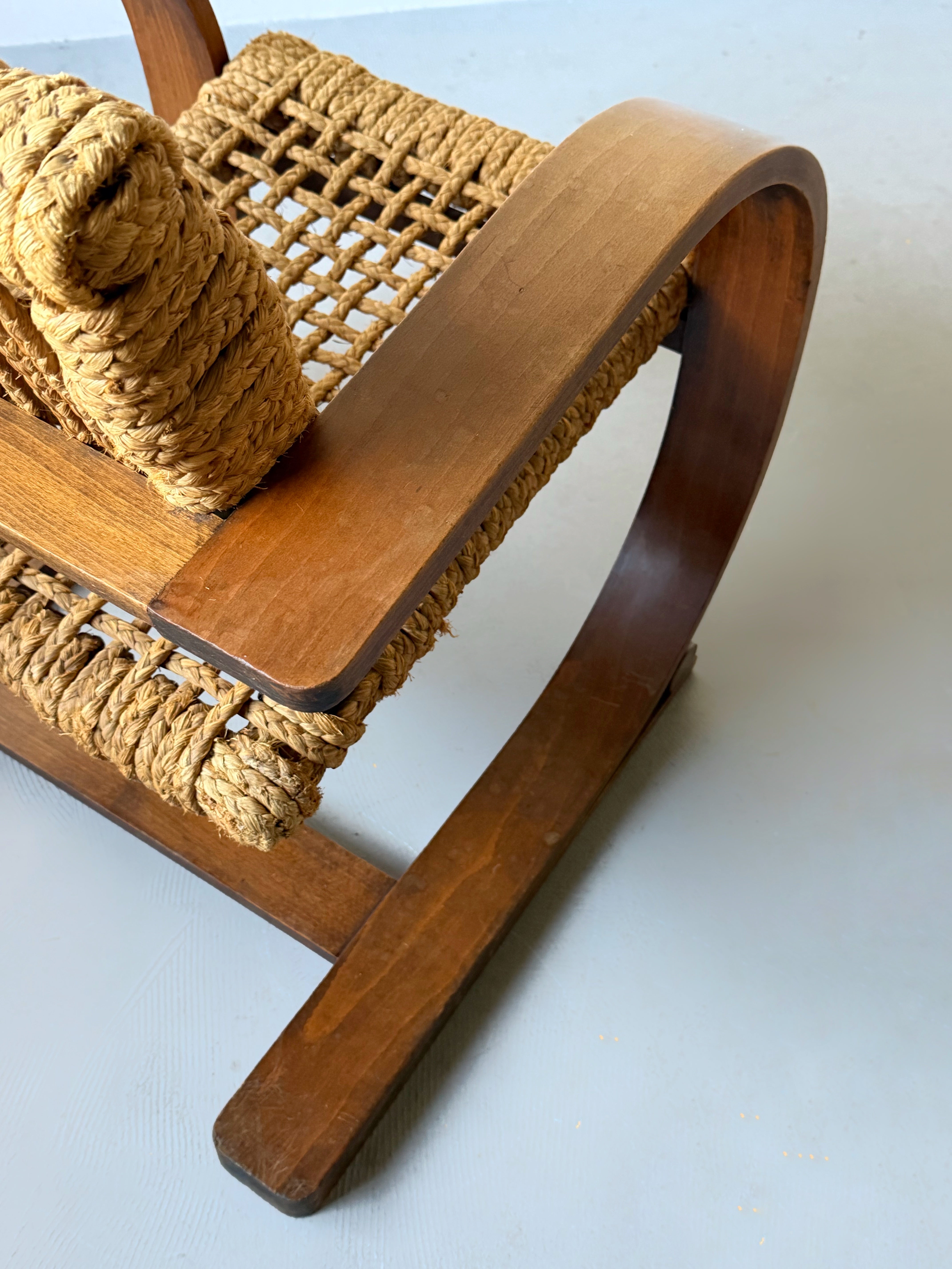Rope armchair by Adrien Audoux & Frida Minet for Vibo Vesoul, France 1940s