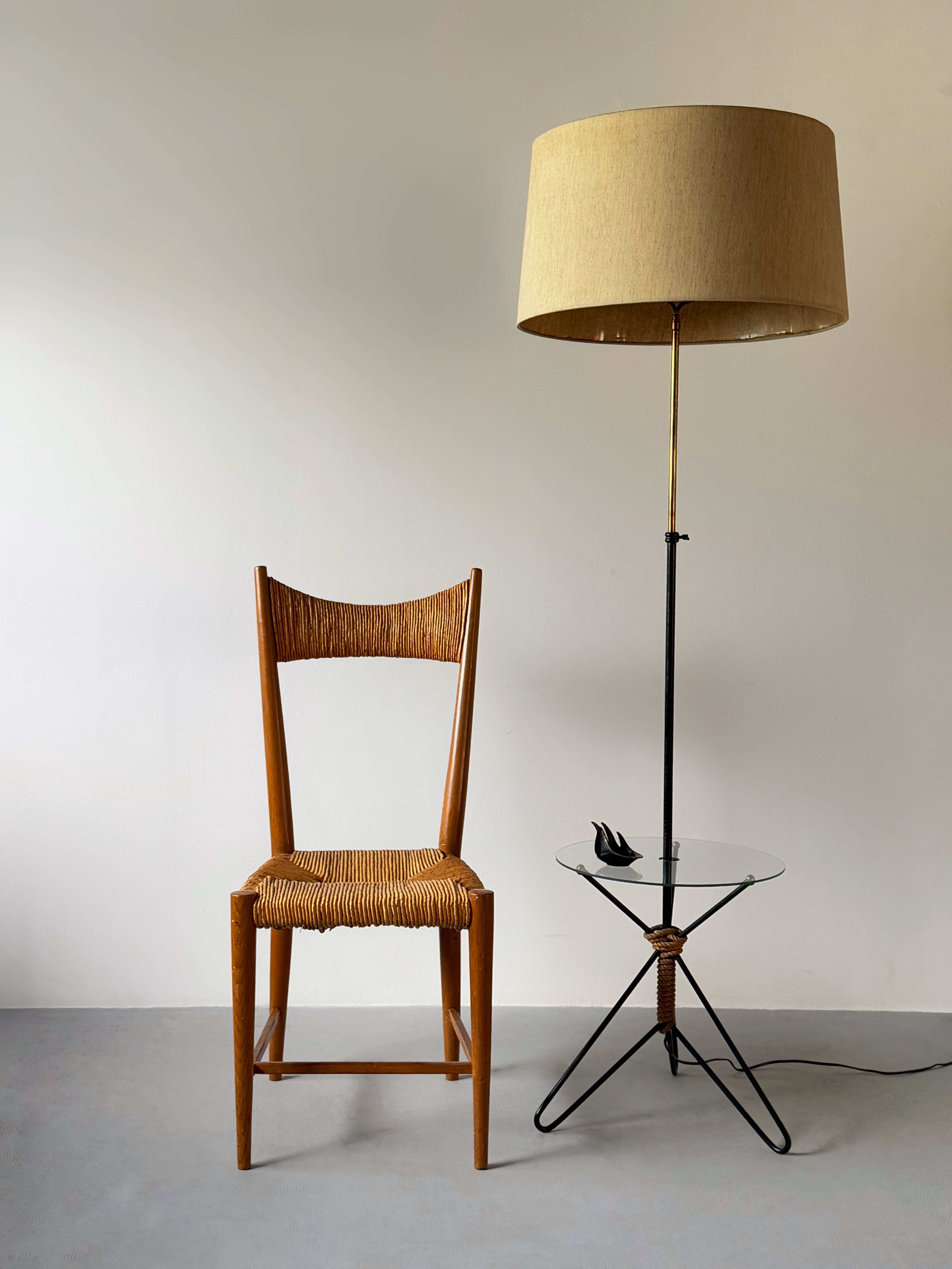 French Dining Chairs in Straw and Oak 1960　