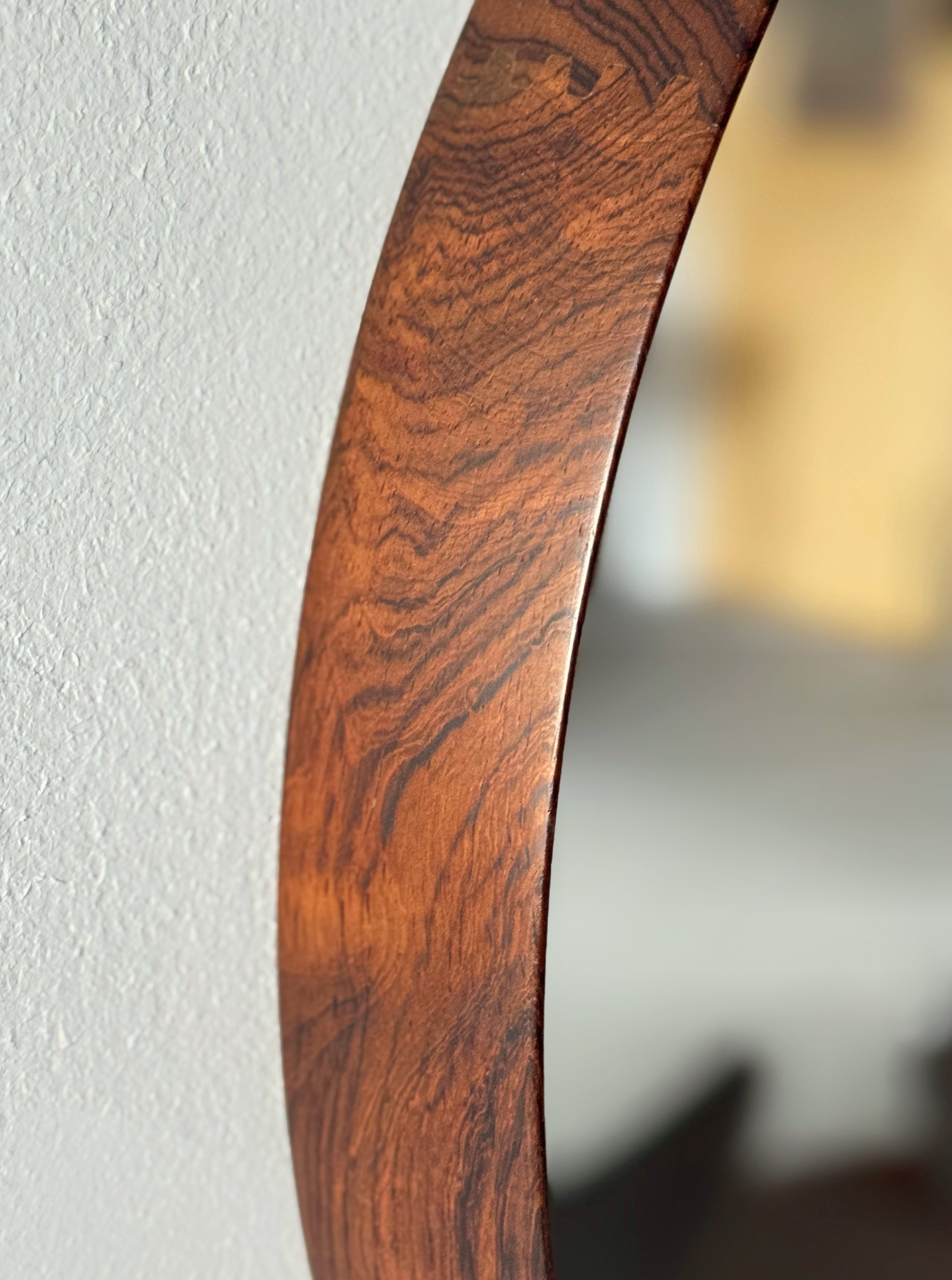 Wall mirror in rosewood and Leather by Uno & Östen Kristiansson for Luxus Vittsjö Möbelfabrik, 1960s Sweden