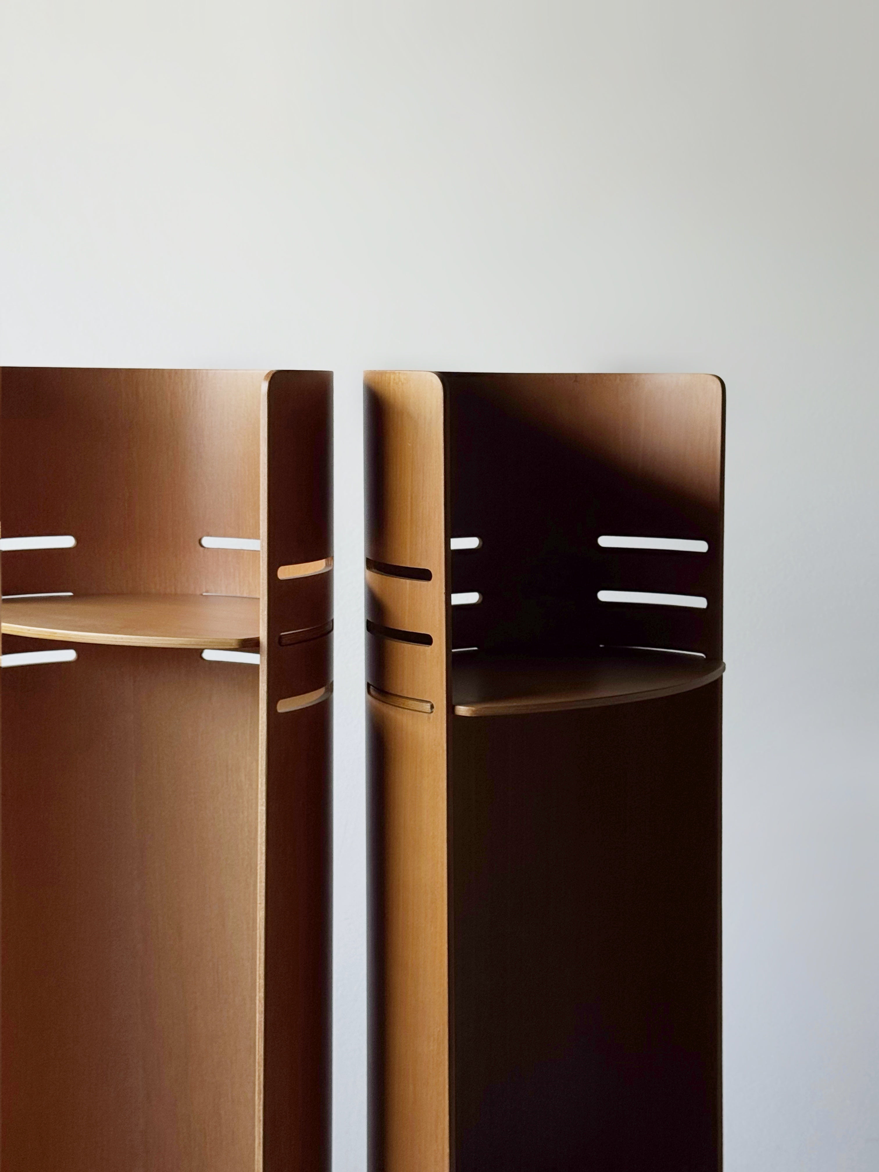 Pair of bend plywood bookcase by Kristian Solmer Vedel for Torben Ørskov, Denmark 1957