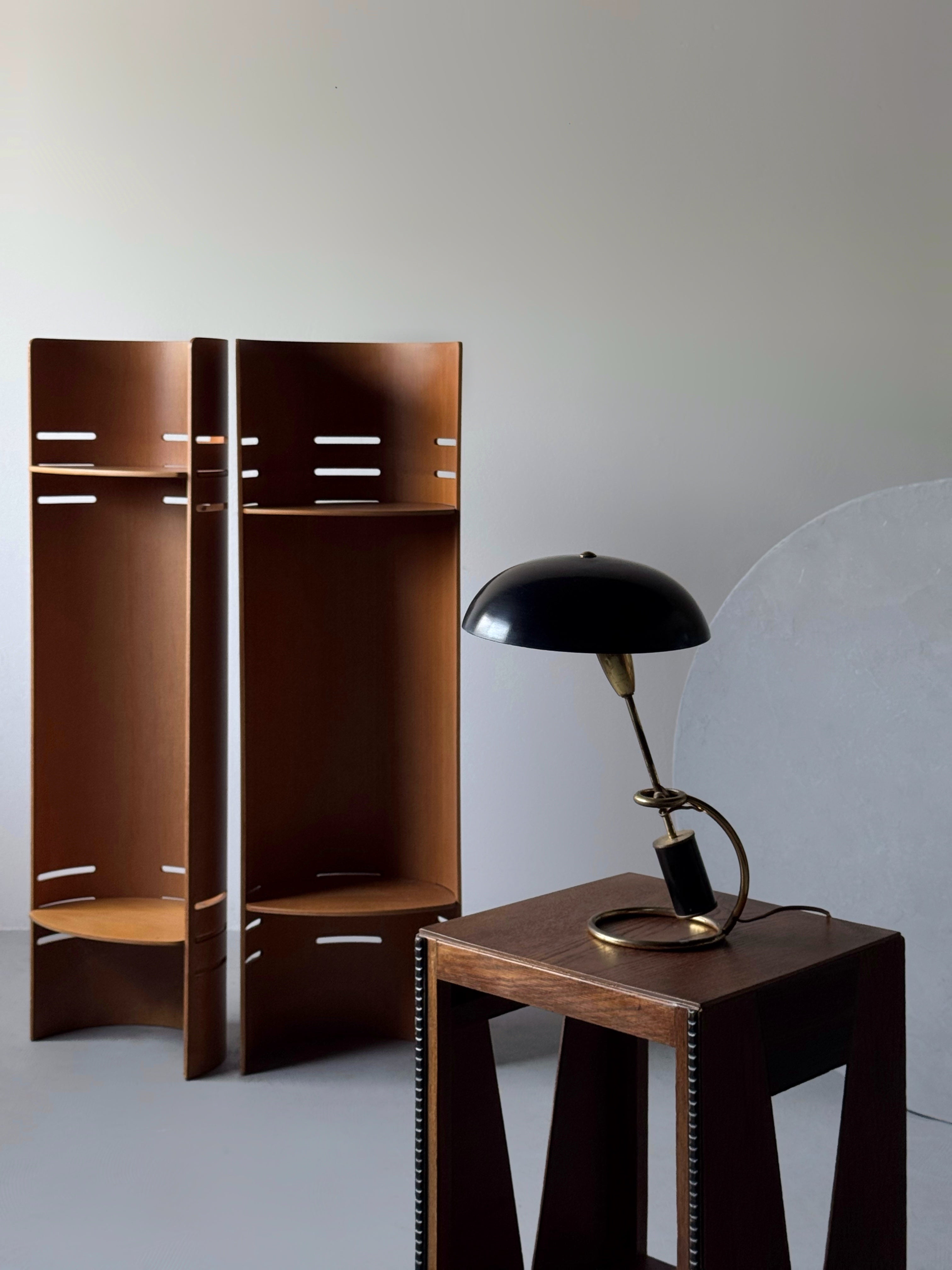 Pair of bend plywood bookcase by Kristian Solmer Vedel for Torben Ørskov, Denmark 1957