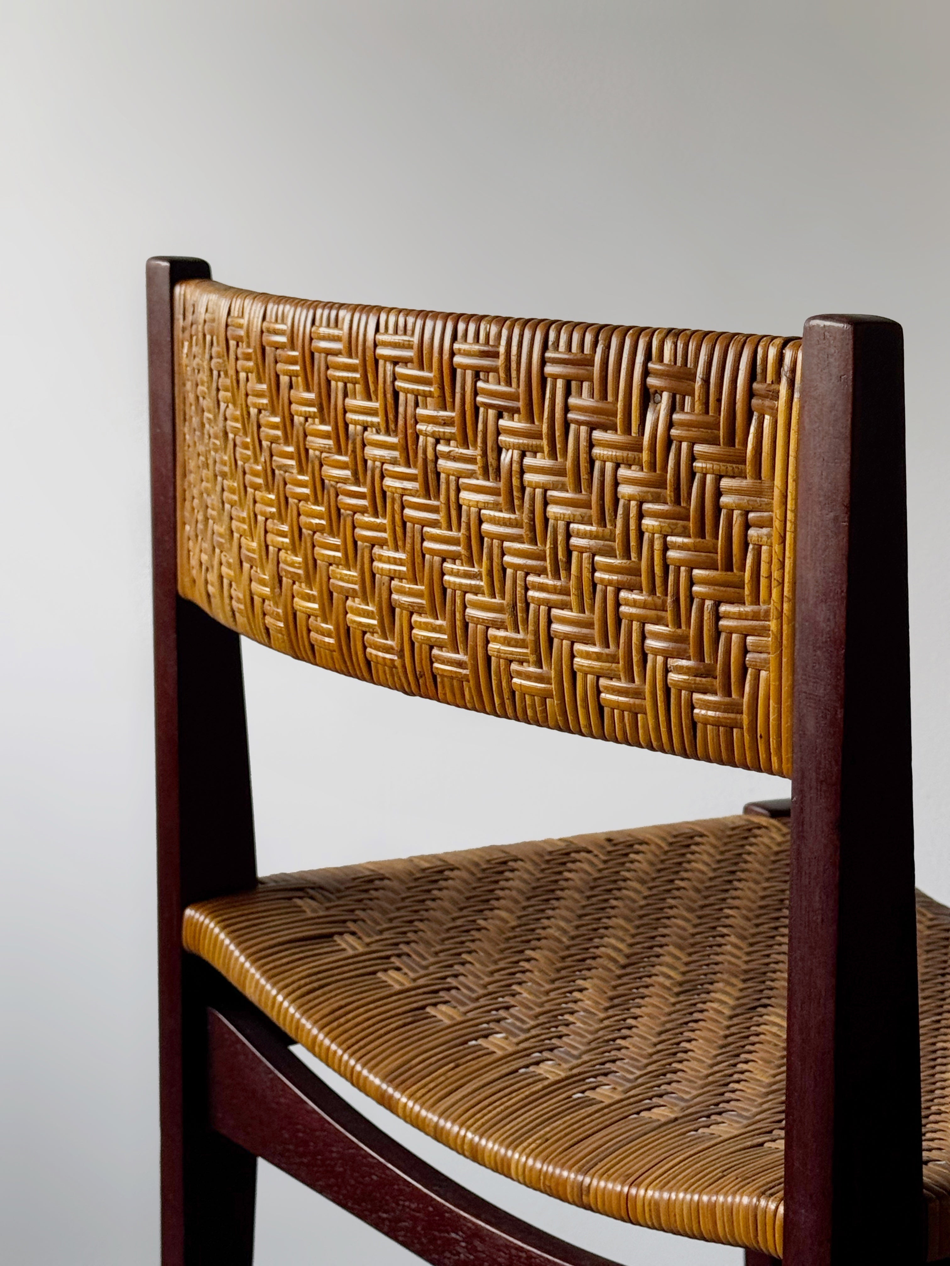 Model 351 dining chair in teak with cane by Peter Hvidt & Orla Mølgaard-Nielsen for Søborg Møbelfabrik