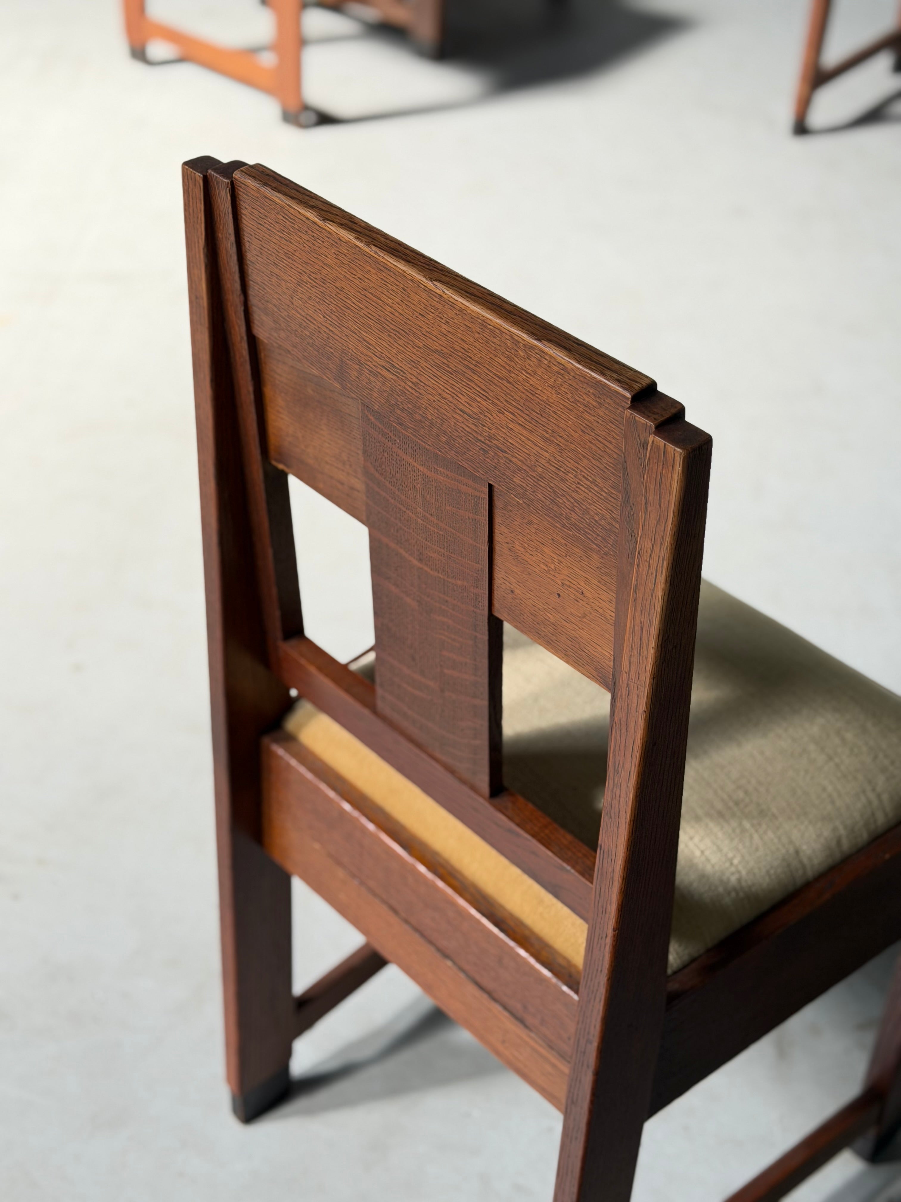 Set of Art Deco Amsterdam School Dining Chairs, The Netherland 1930s　