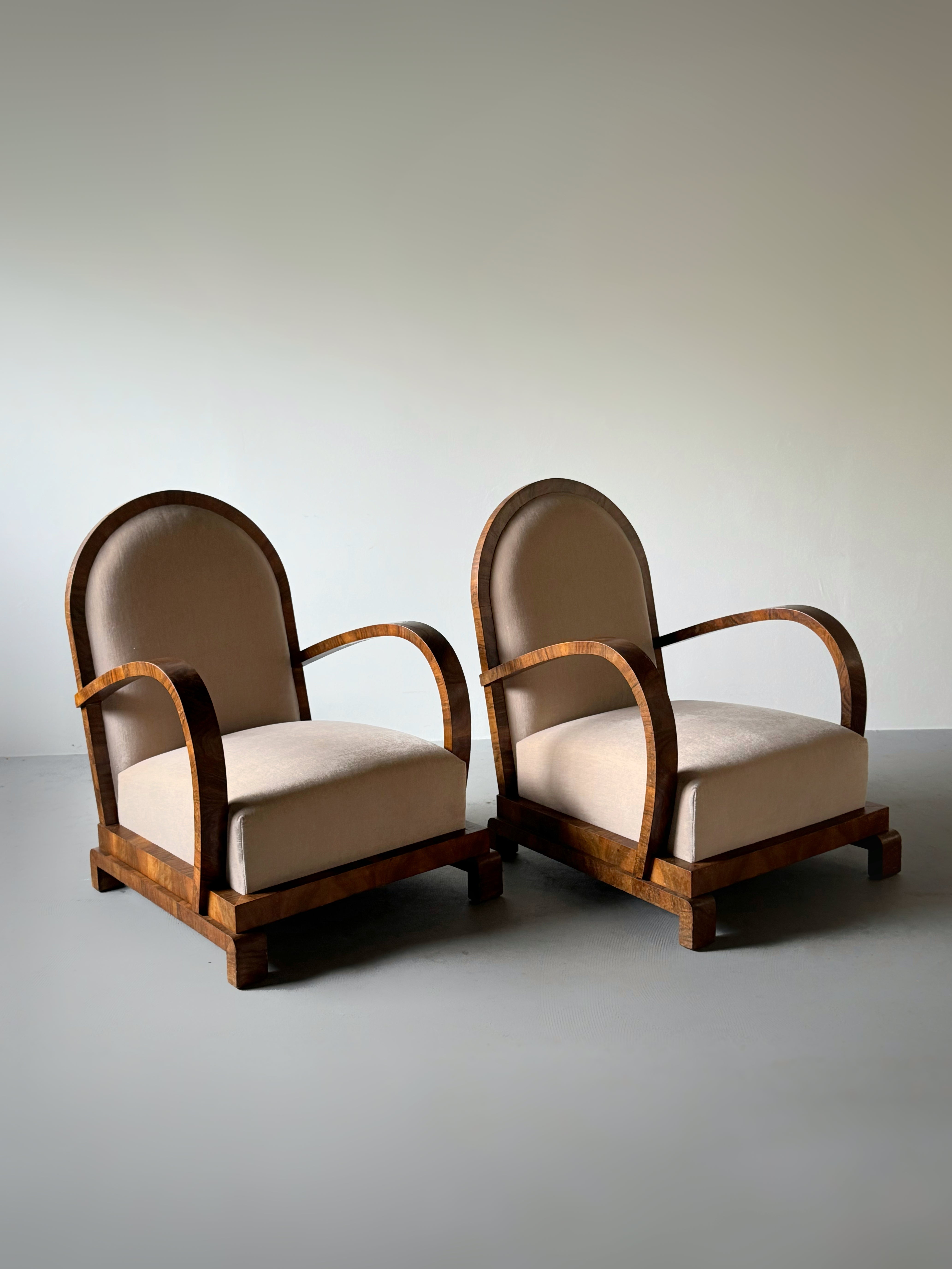 Italian Art Deco Lounge Chairs, Italy 1930s