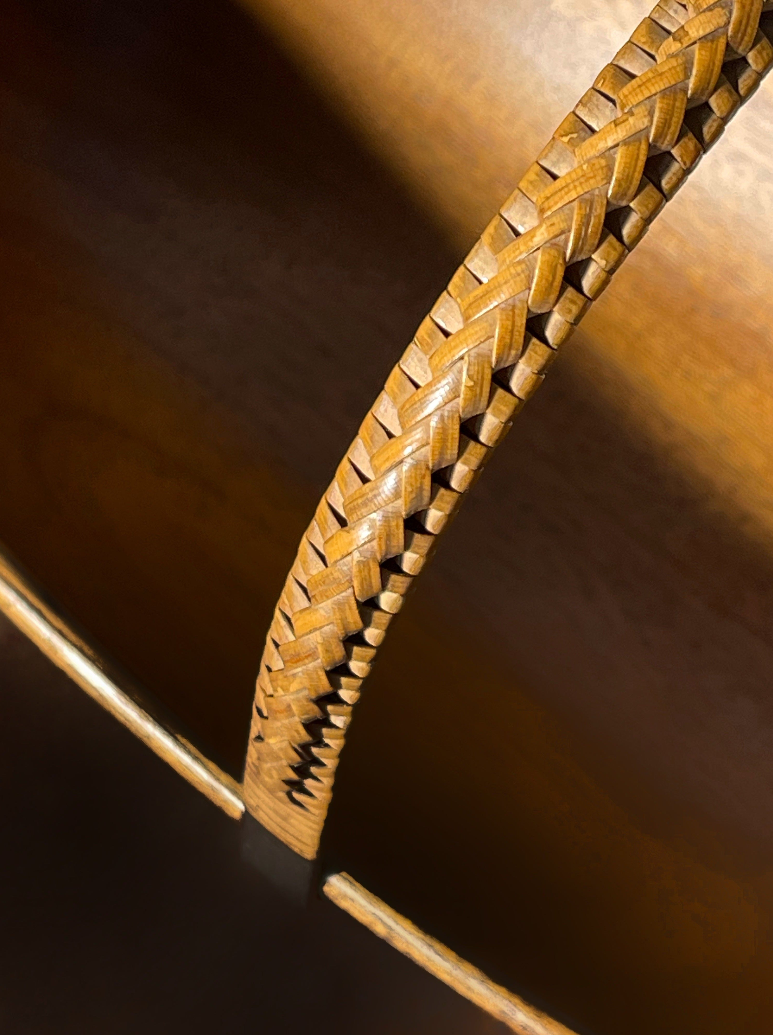 Wooden Bowl with Brass & Wicker Handle designed by Carl Auböck