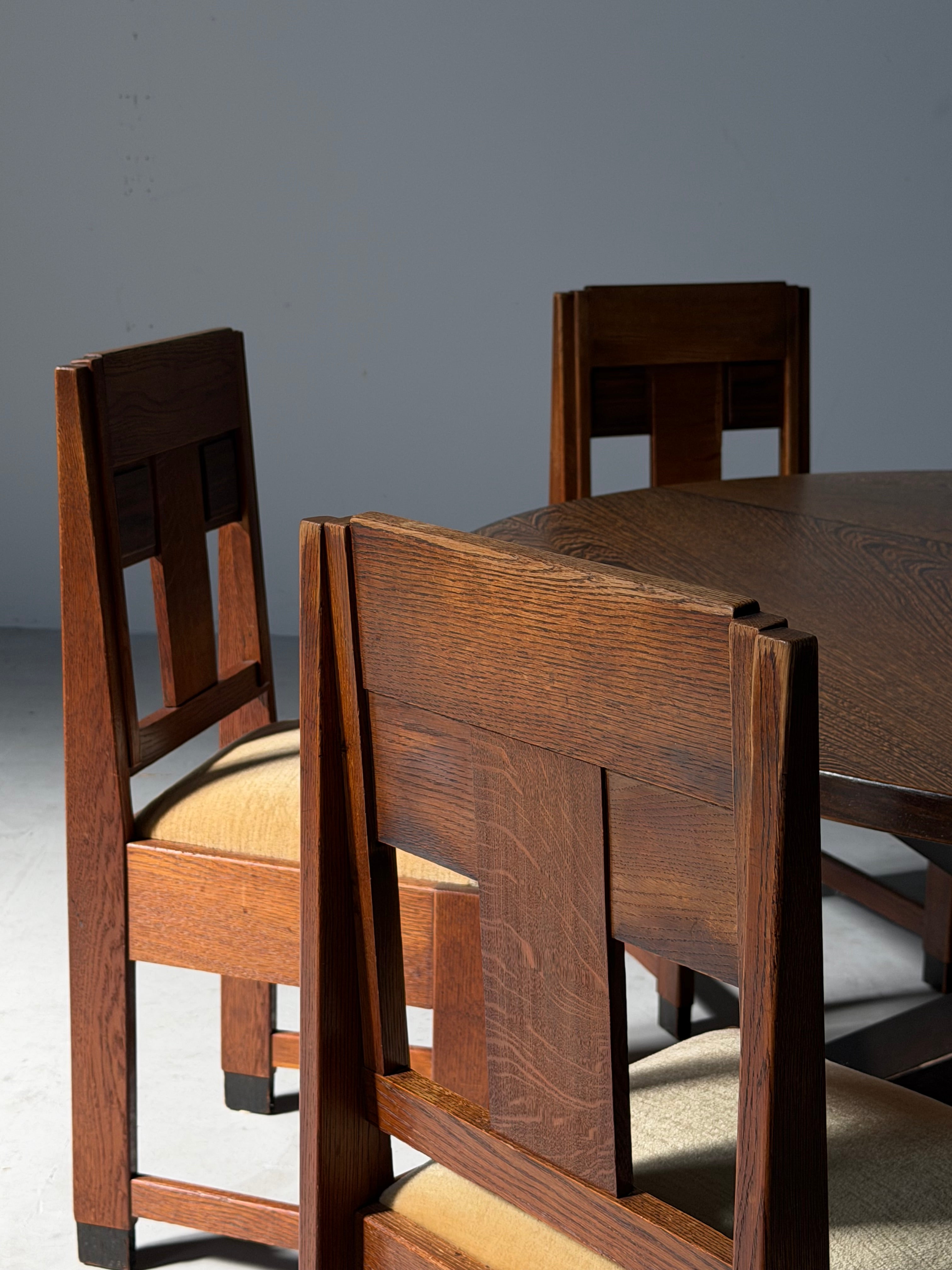 Set of Art Deco Amsterdam School Dining Chairs, The Netherland 1930s　