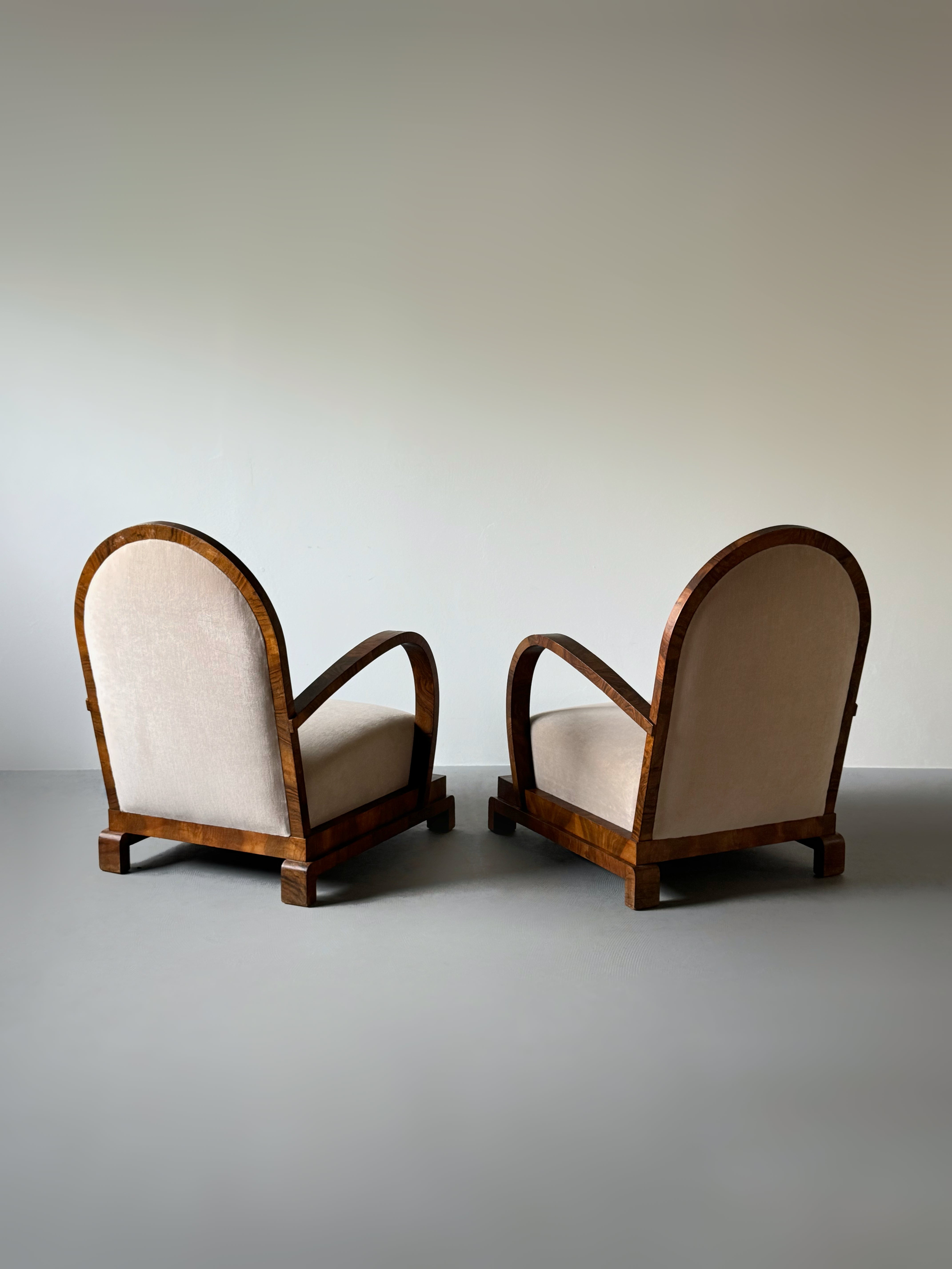 Italian Art Deco Lounge Chairs, Italy 1930s