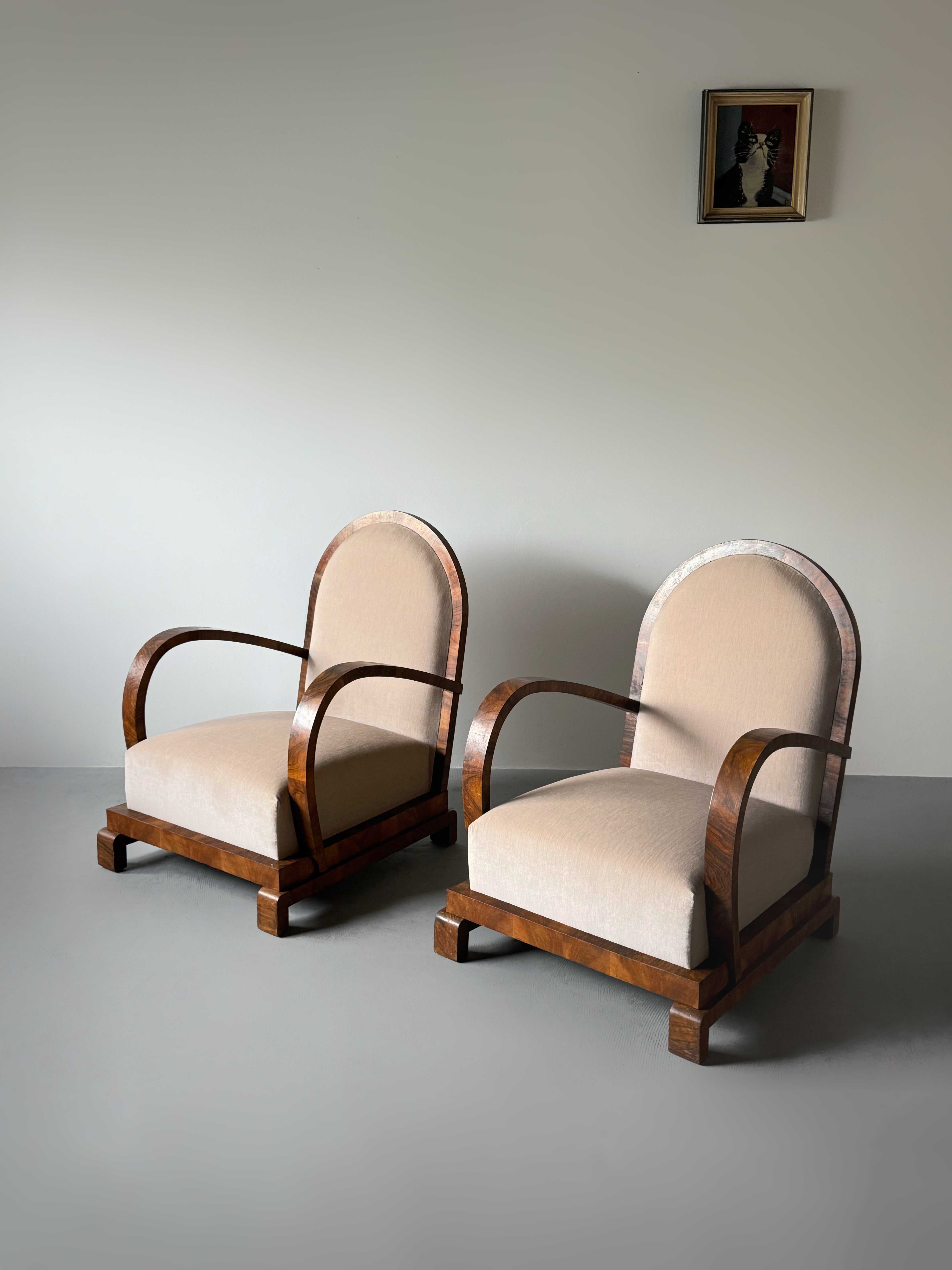 Italian Art Deco Lounge Chairs, Italy 1930s