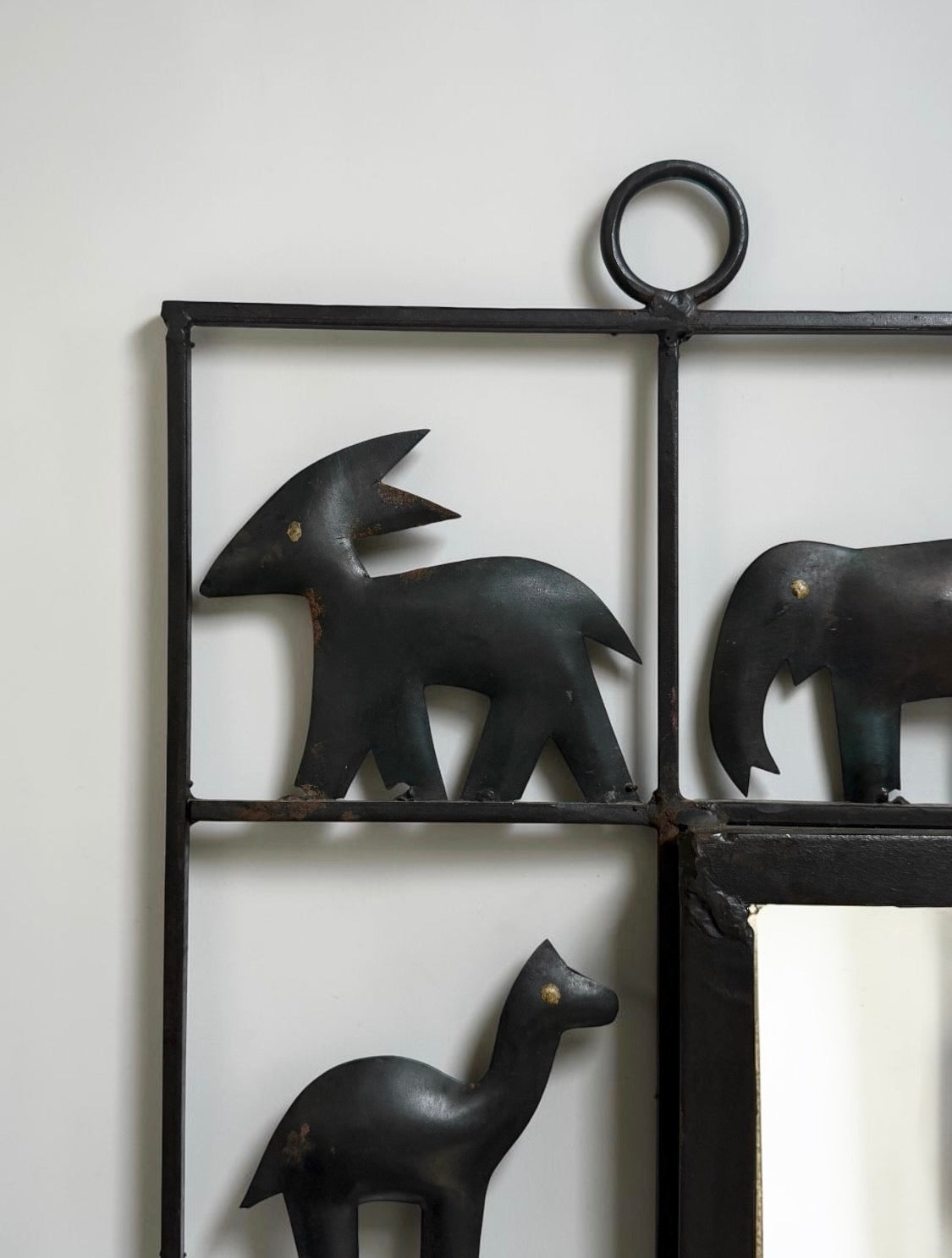 Wrought iron mirror Atelier Marolles & Jean Touret, France 1950s