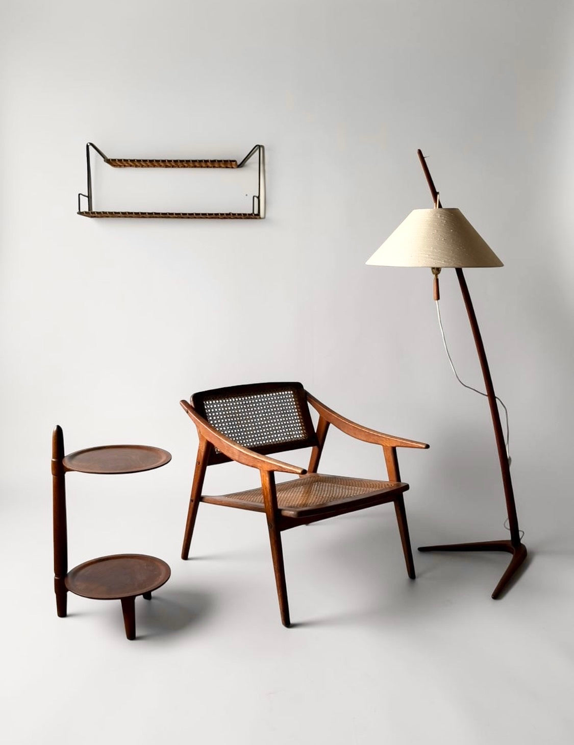 Mid Century Wall Shelf attributed to Raoul Guys, France 1950s