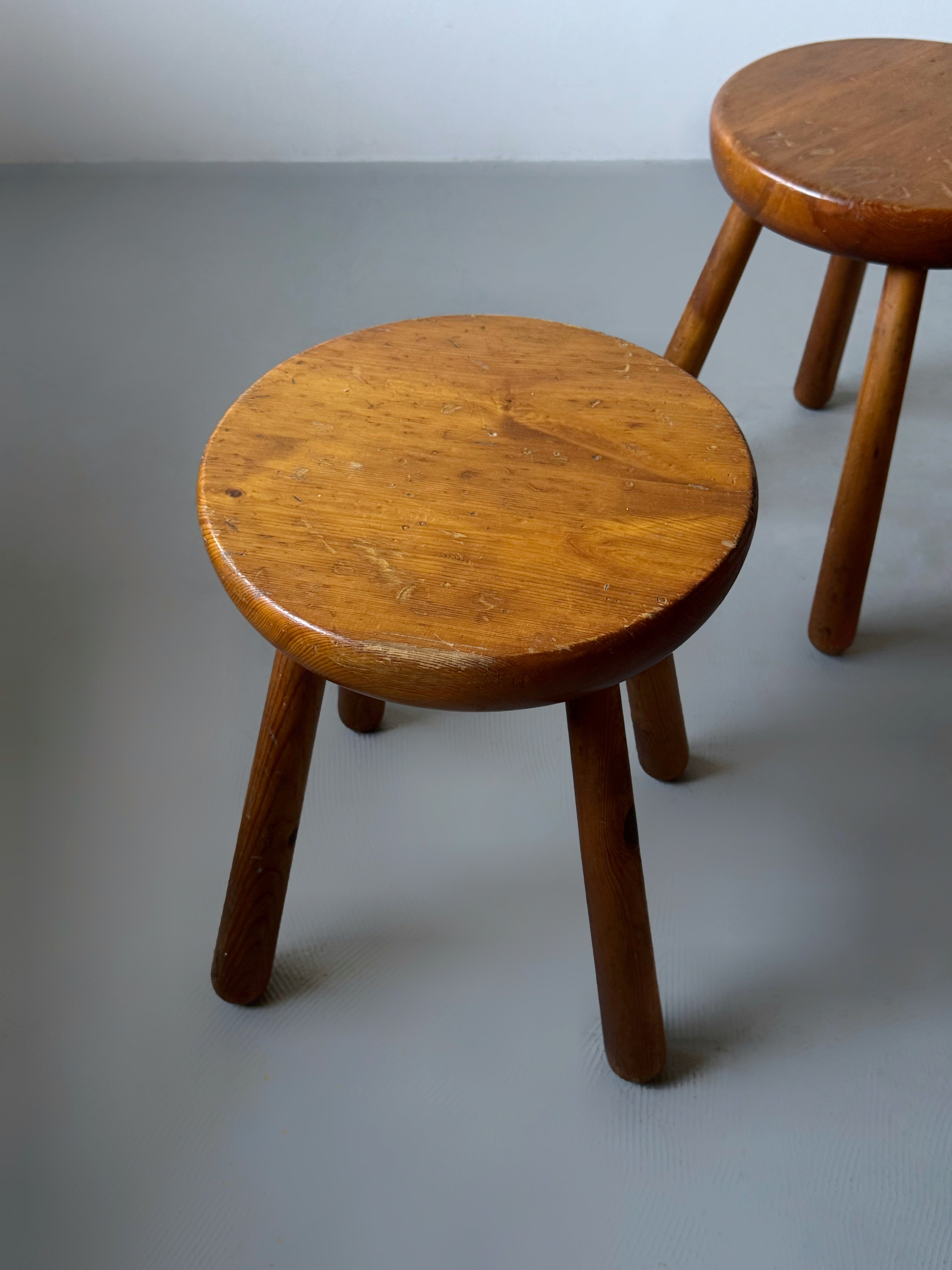 French pine stool 1950s