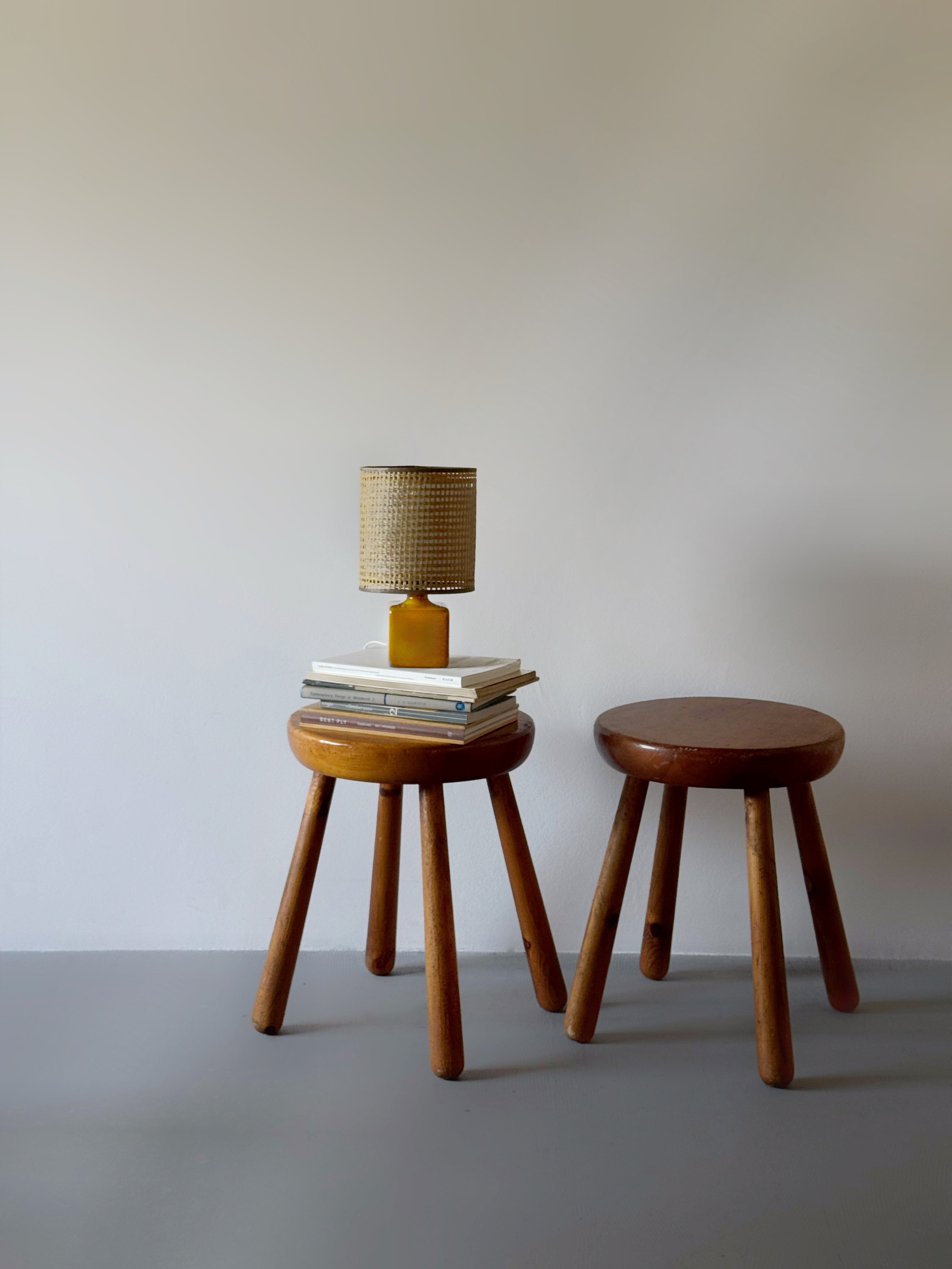 French pine stool 1950s