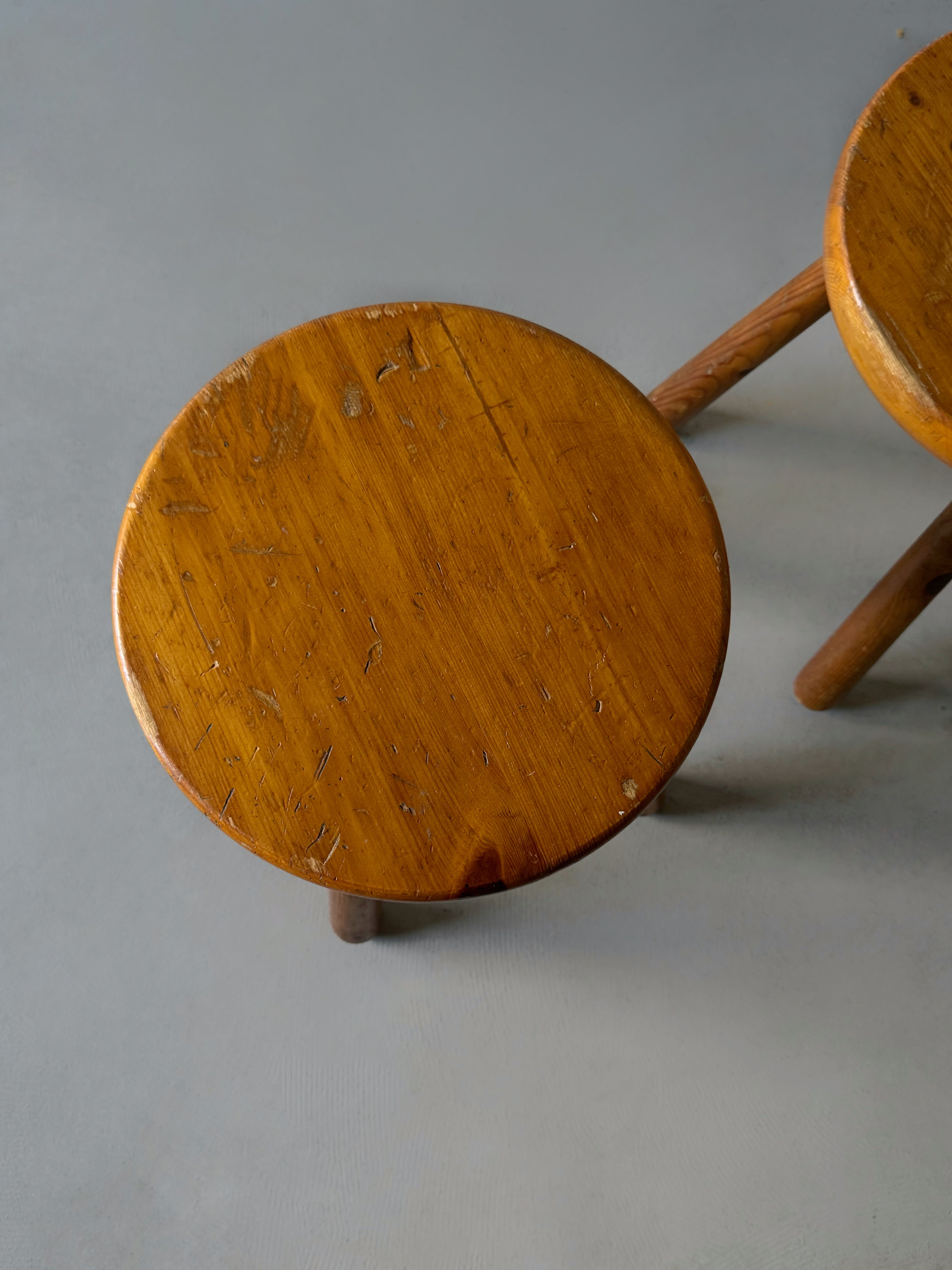 French pine stool 1950s