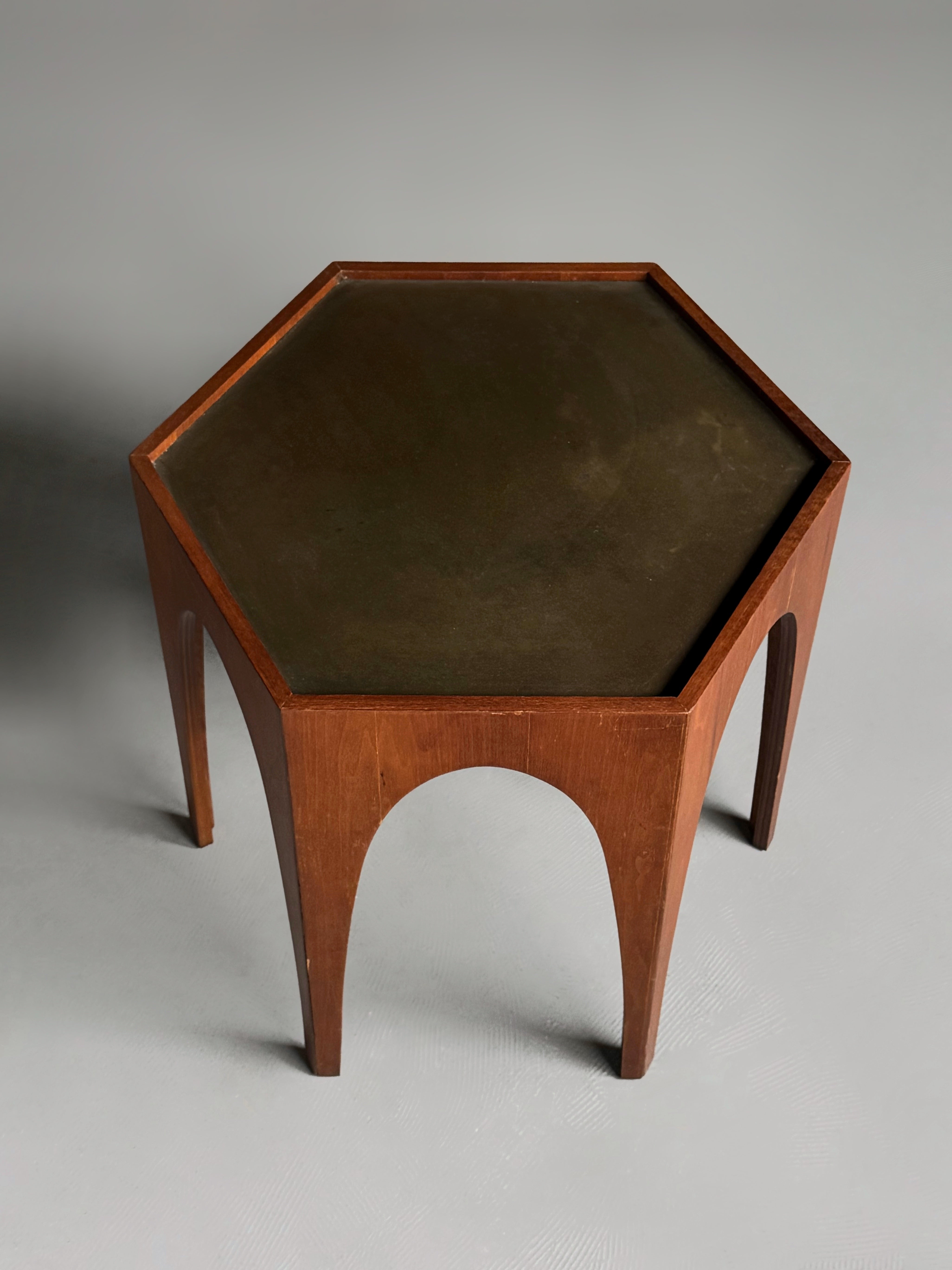 Hexagonal Wood Side Table by Harvey Probber 1960s