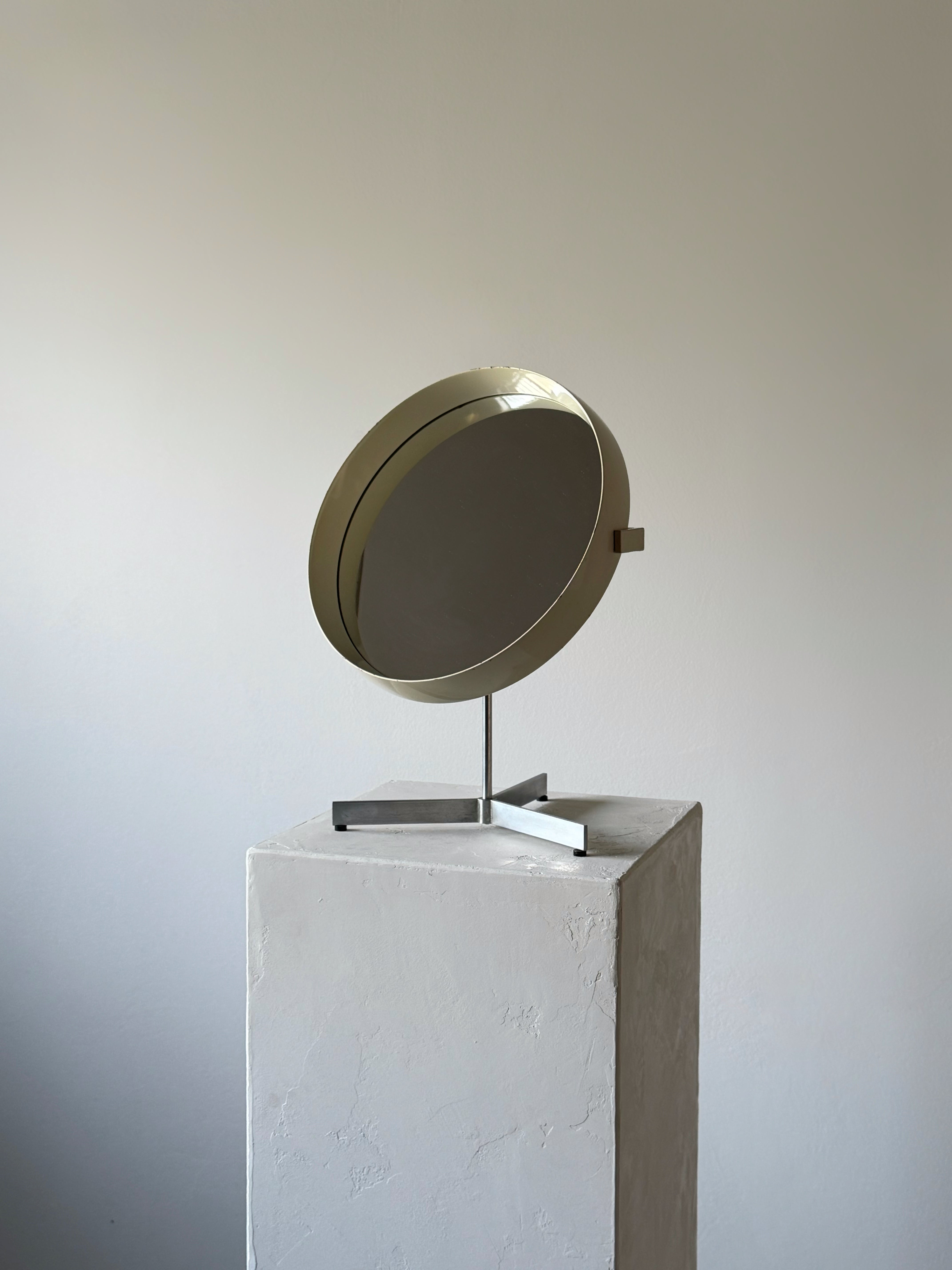 White Lacquered Scandinavian Table Mirror by U. &amp; Ö. Kristiansson for Luxus