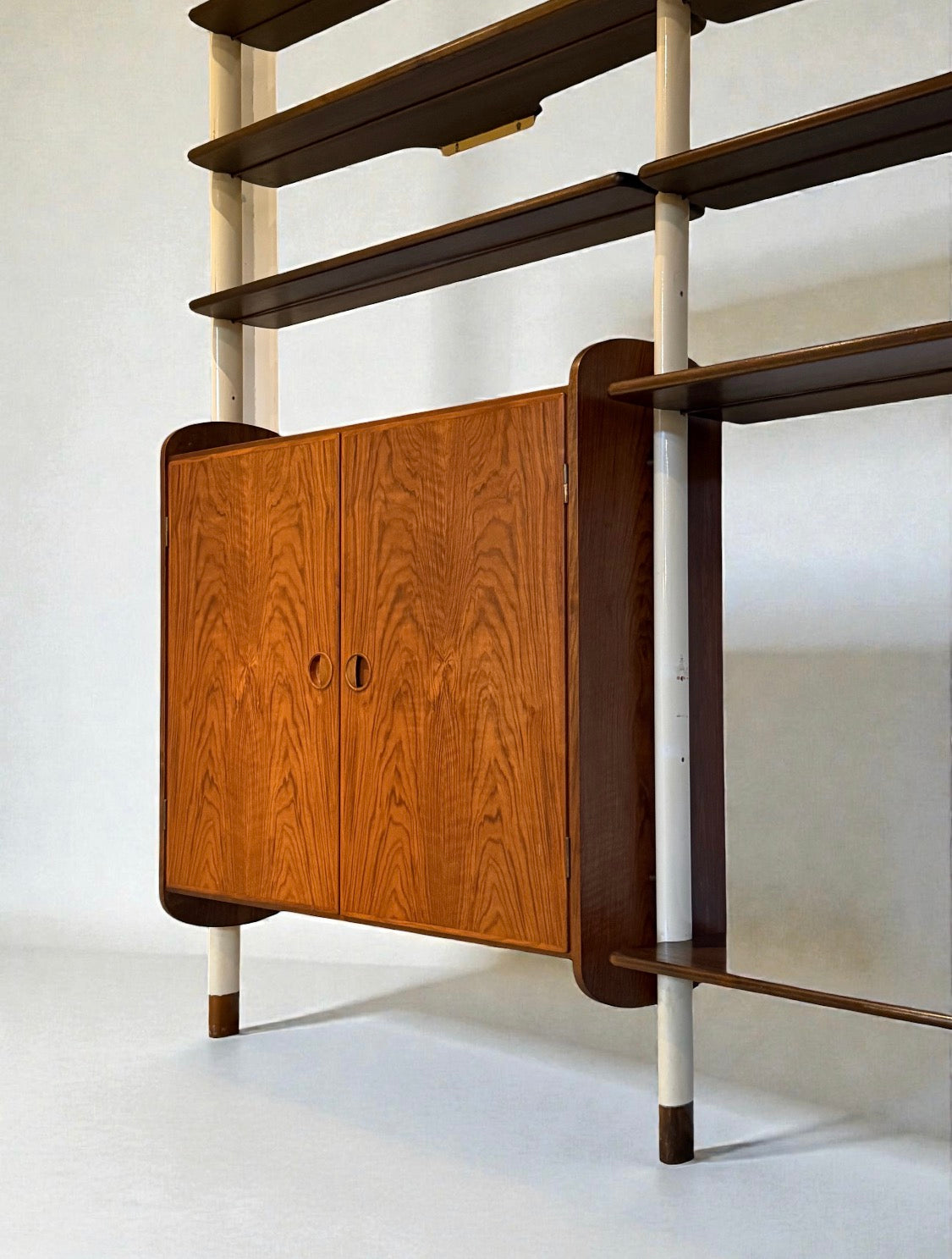 William Watting Standing Nutwood Wall Unit for Mikael Laursen, Denmark 1950s