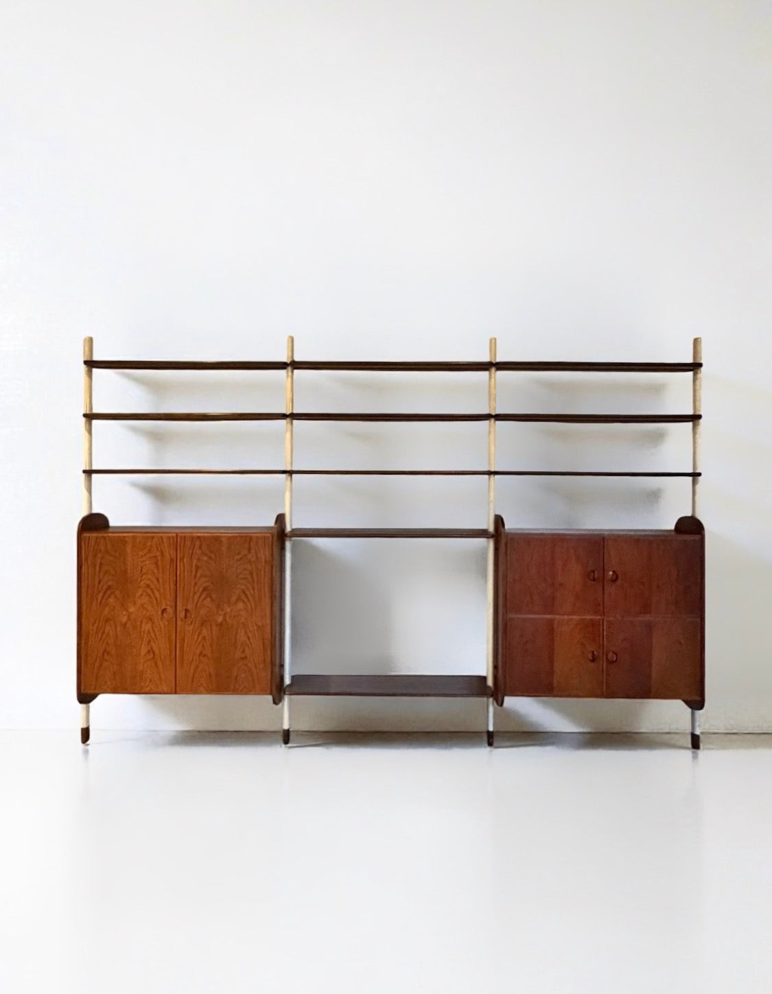 William Watting Standing Nutwood Wall Unit for Mikael Laursen, Denmark 1950s