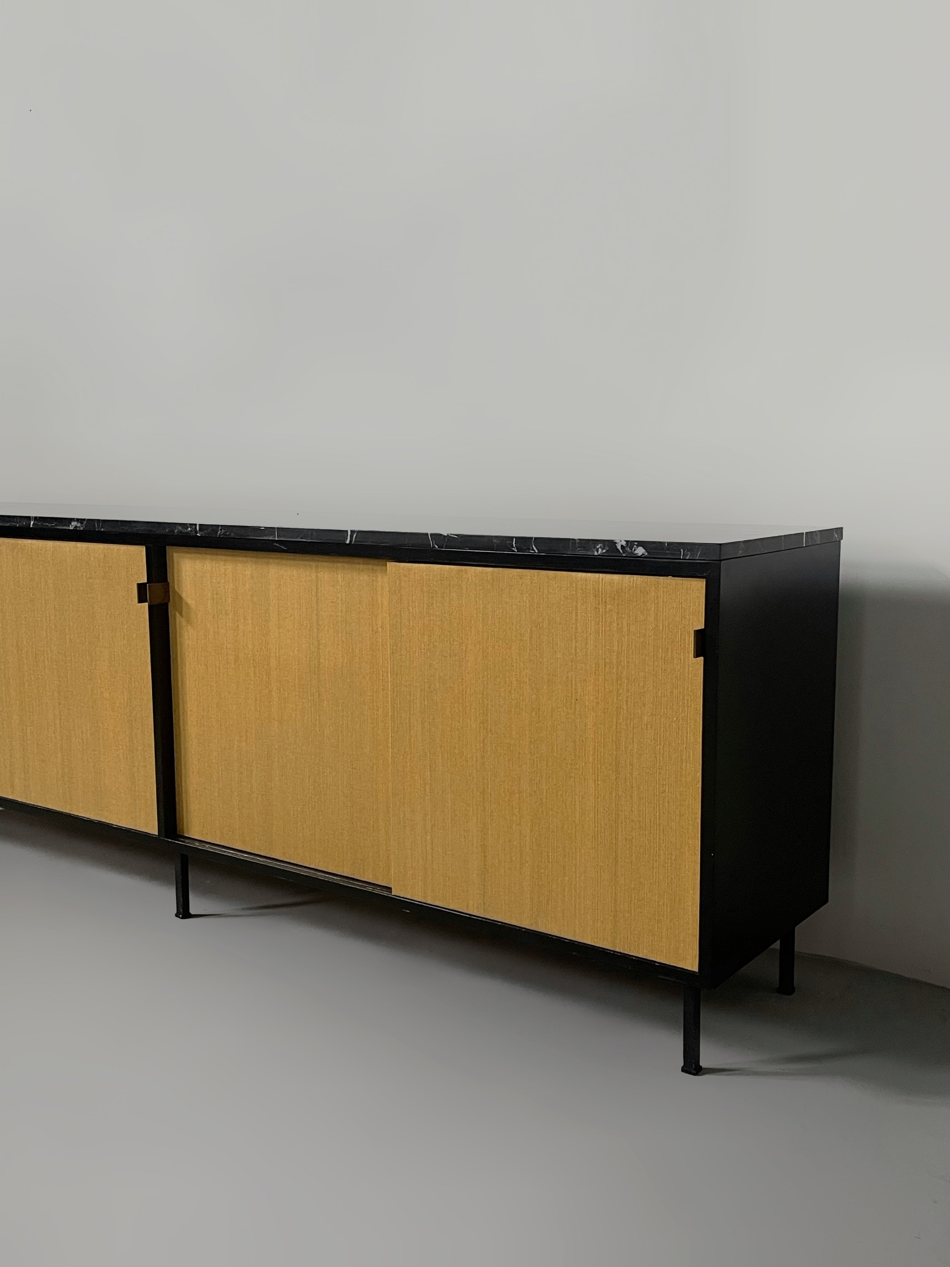 Sideboard with seagrass doors by Florence Knoll