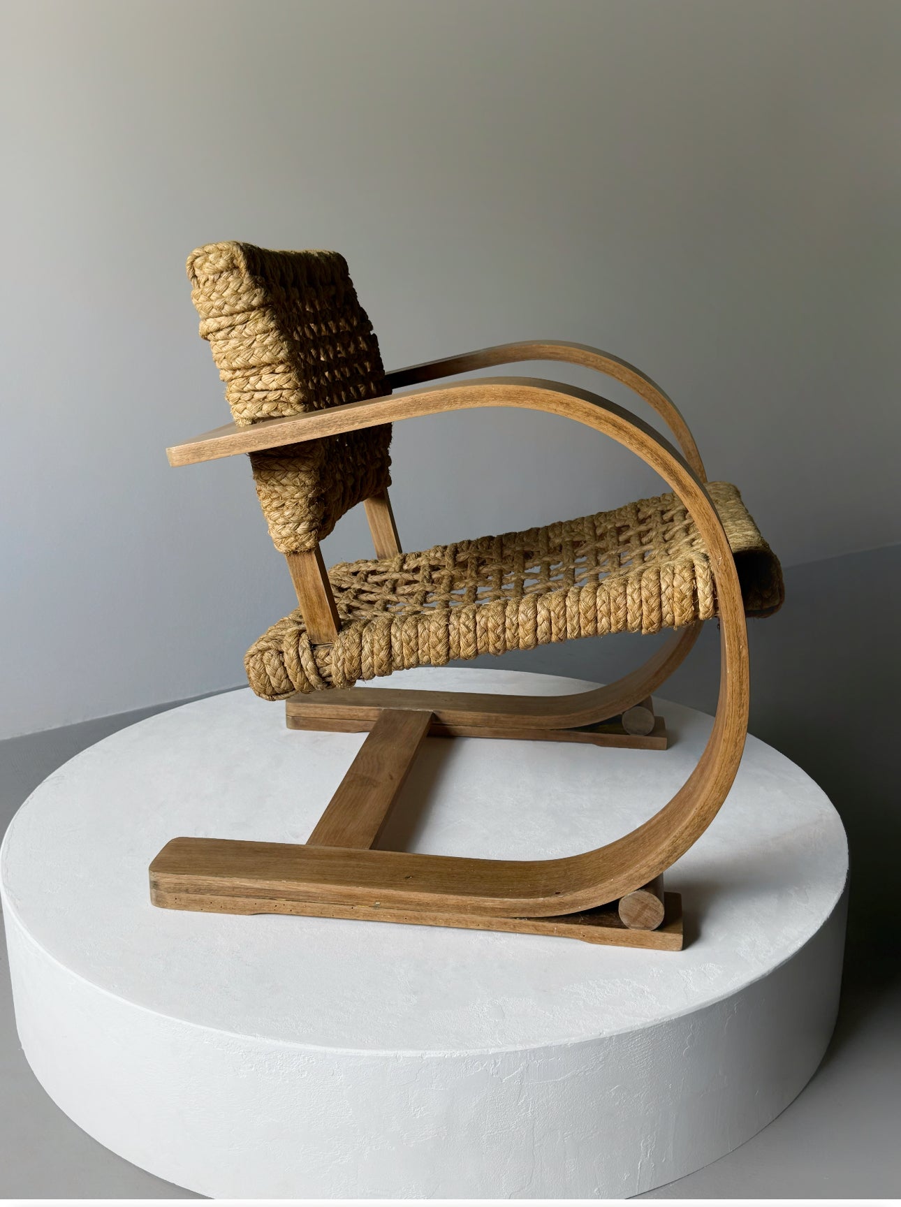 Rope armchairs by Adrien Audoux & Frida Minet for Vibo Vesoul, France 1940s