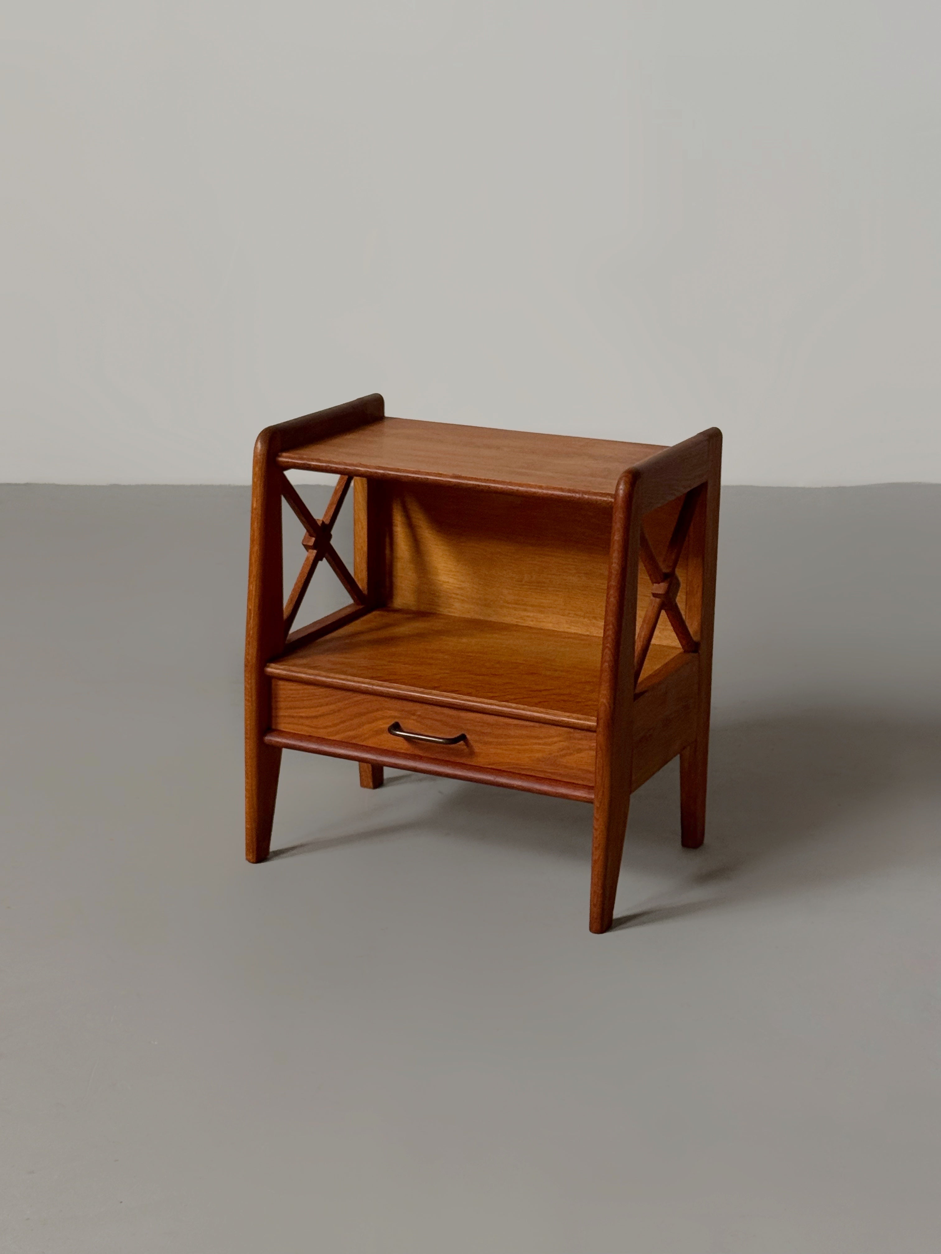 1950's Oak Bed Side Tables by Jacques Adnet