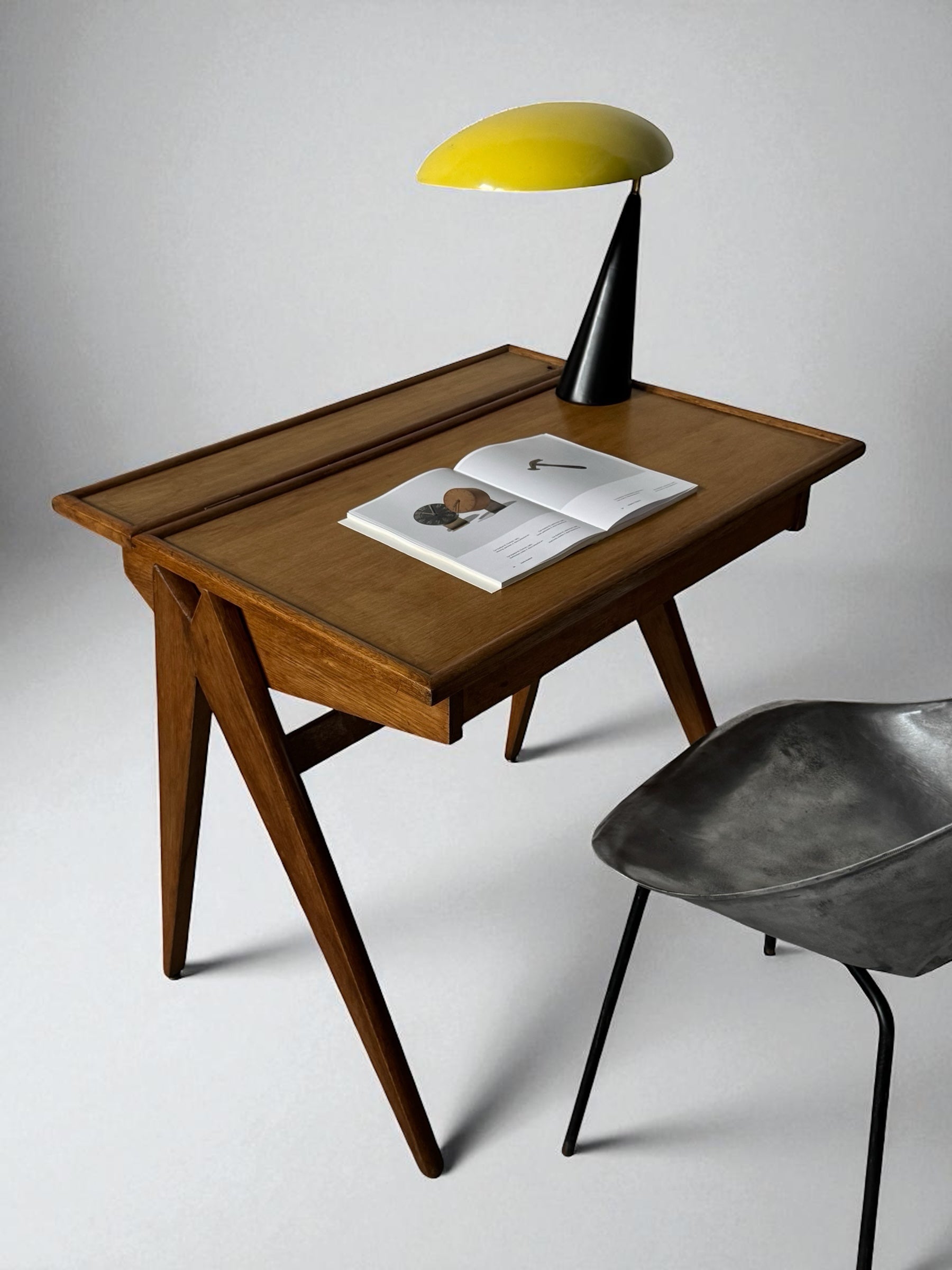 French Oak School Desk 1950s