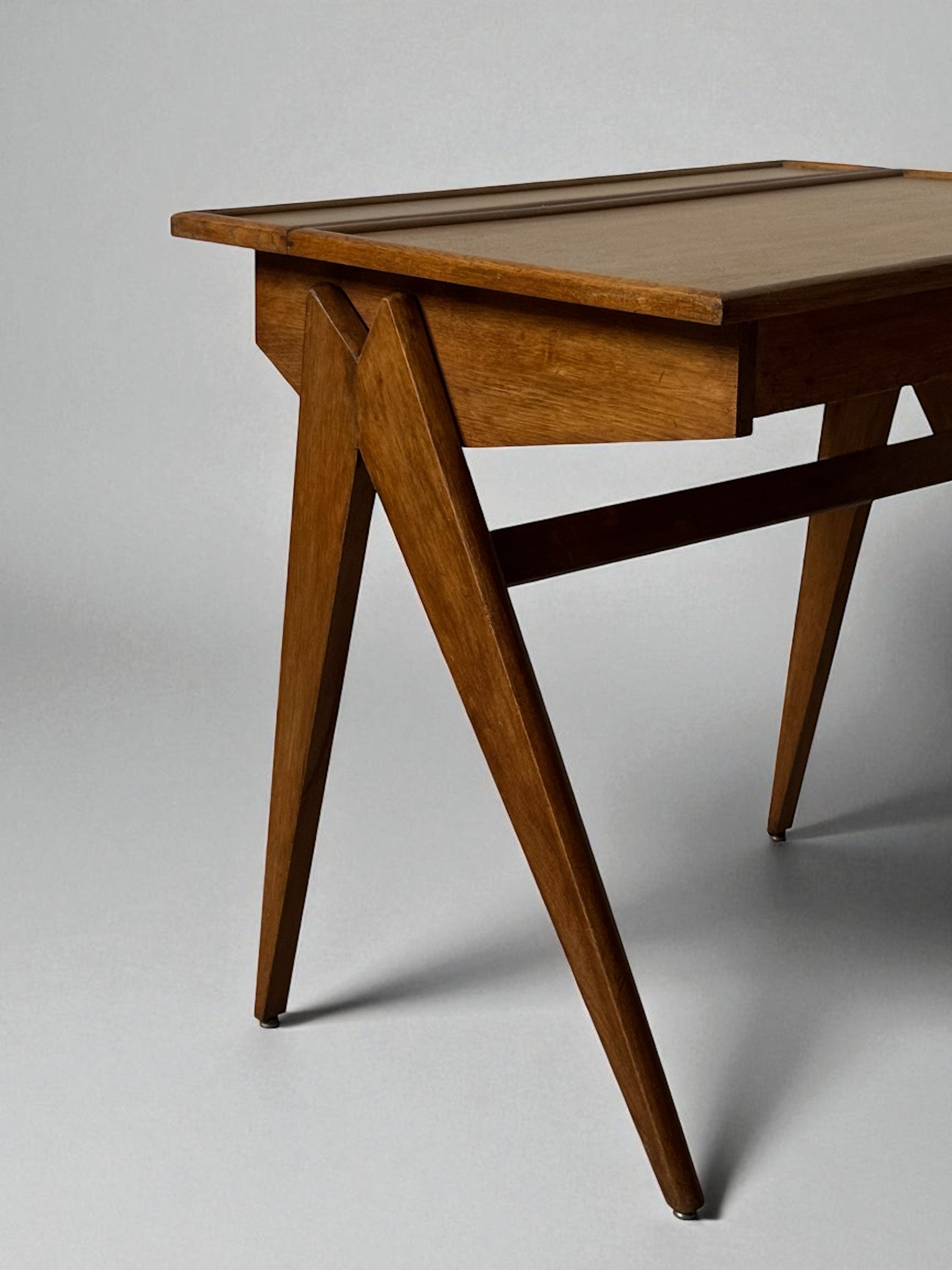 French Oak School Desk 1950s
