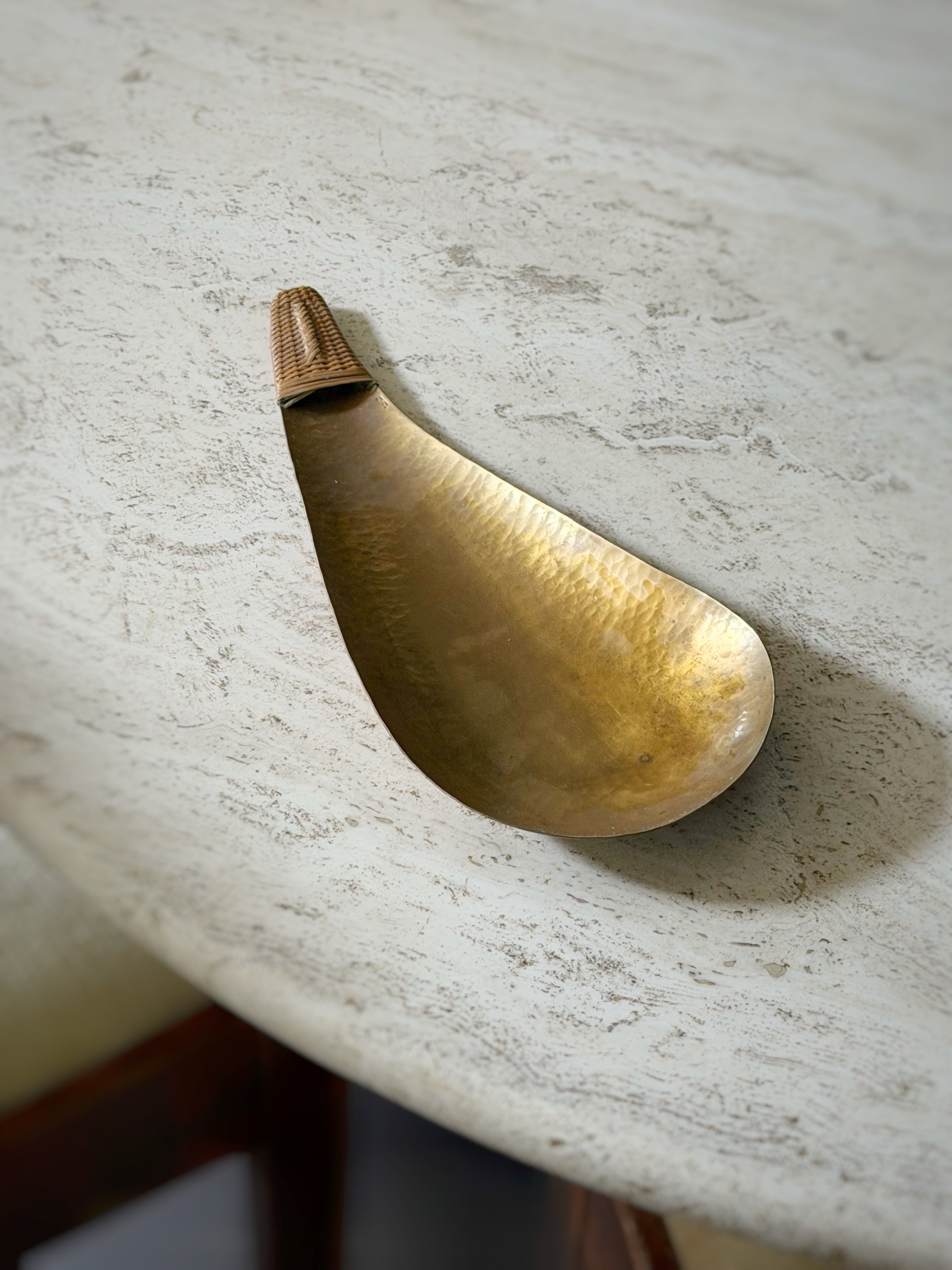 Hammered Serving Plate with wicker vienna around 1950s