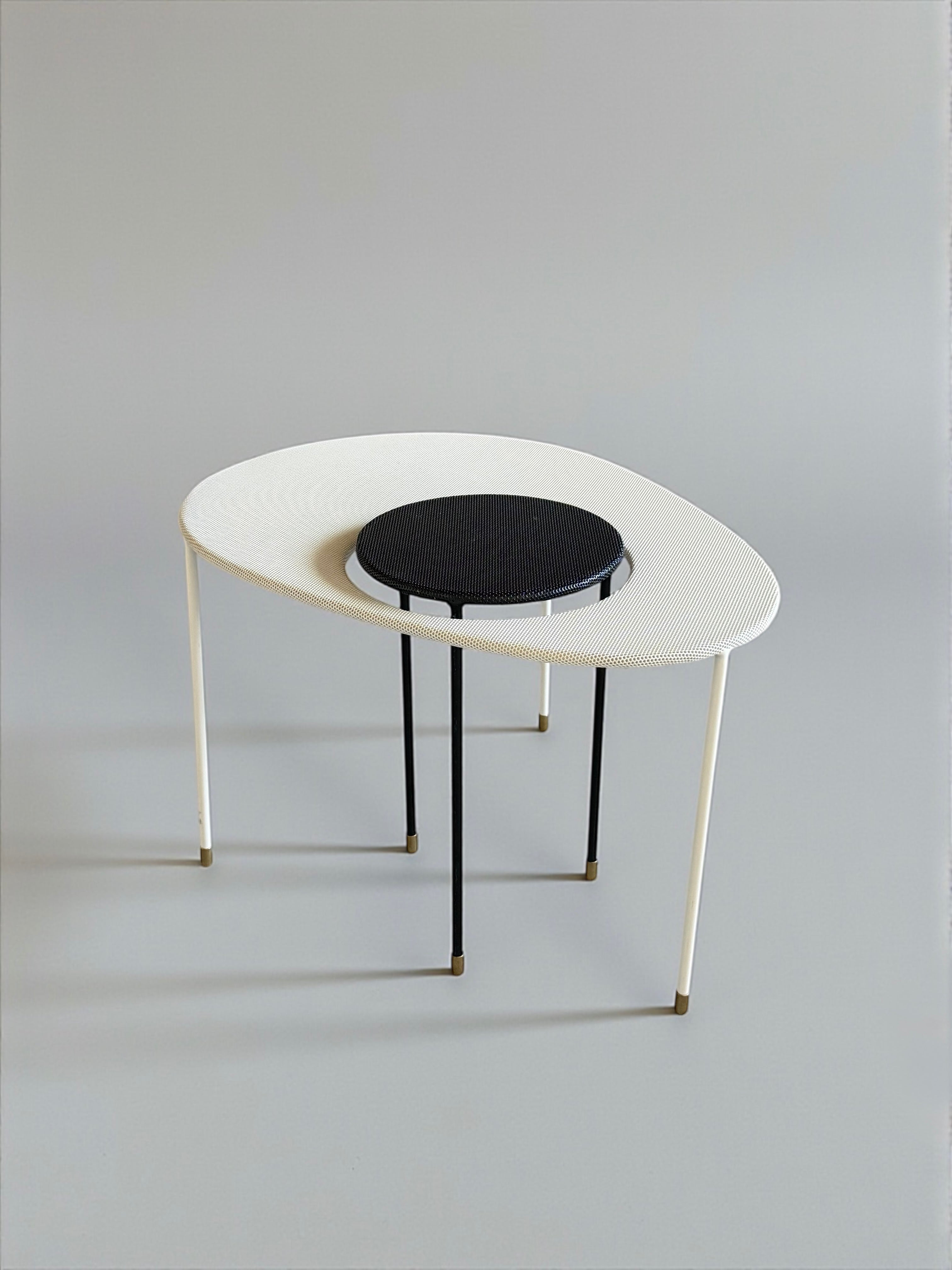 Kangaroo side tables by Mathieu Mategot set of two in black & White fo
