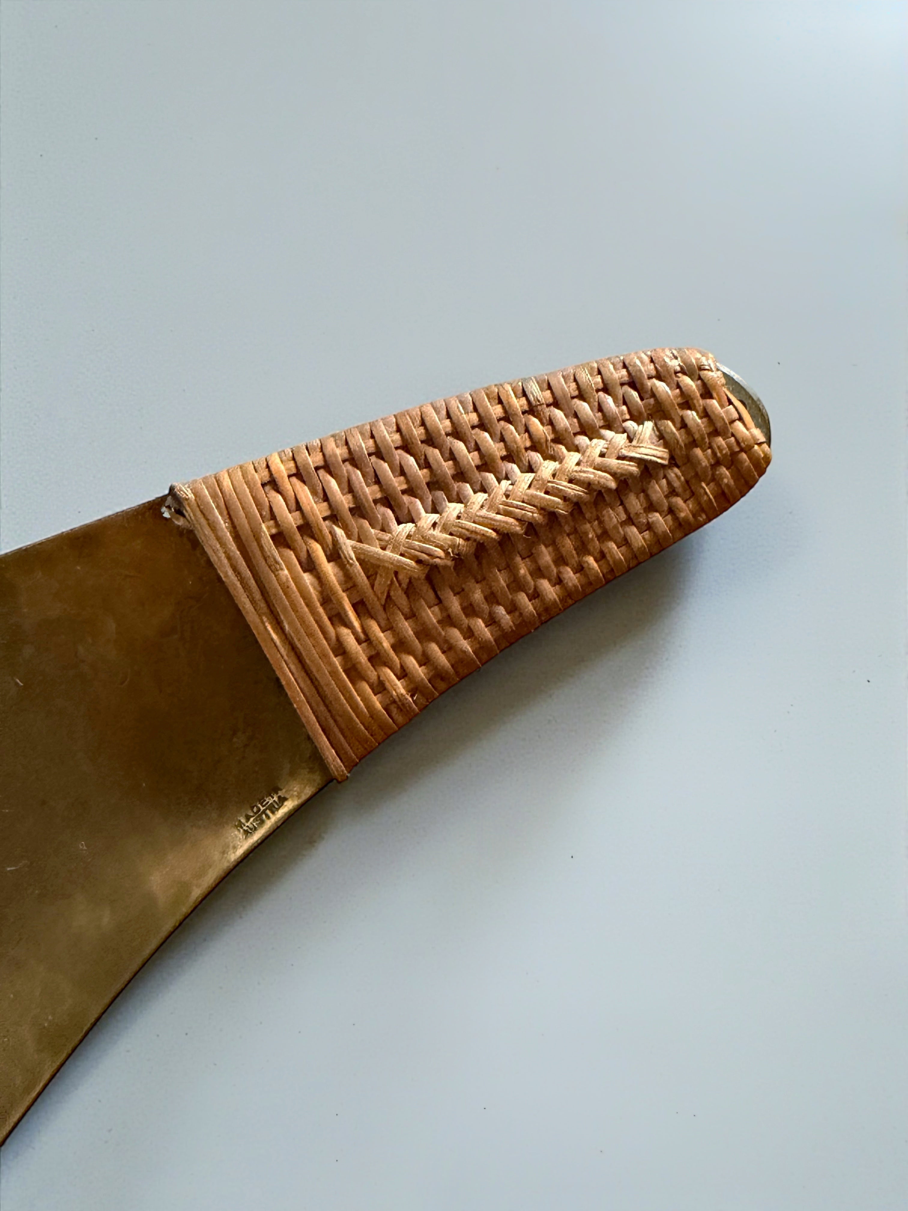 Hammered Serving Plate with wicker vienna around 1950s