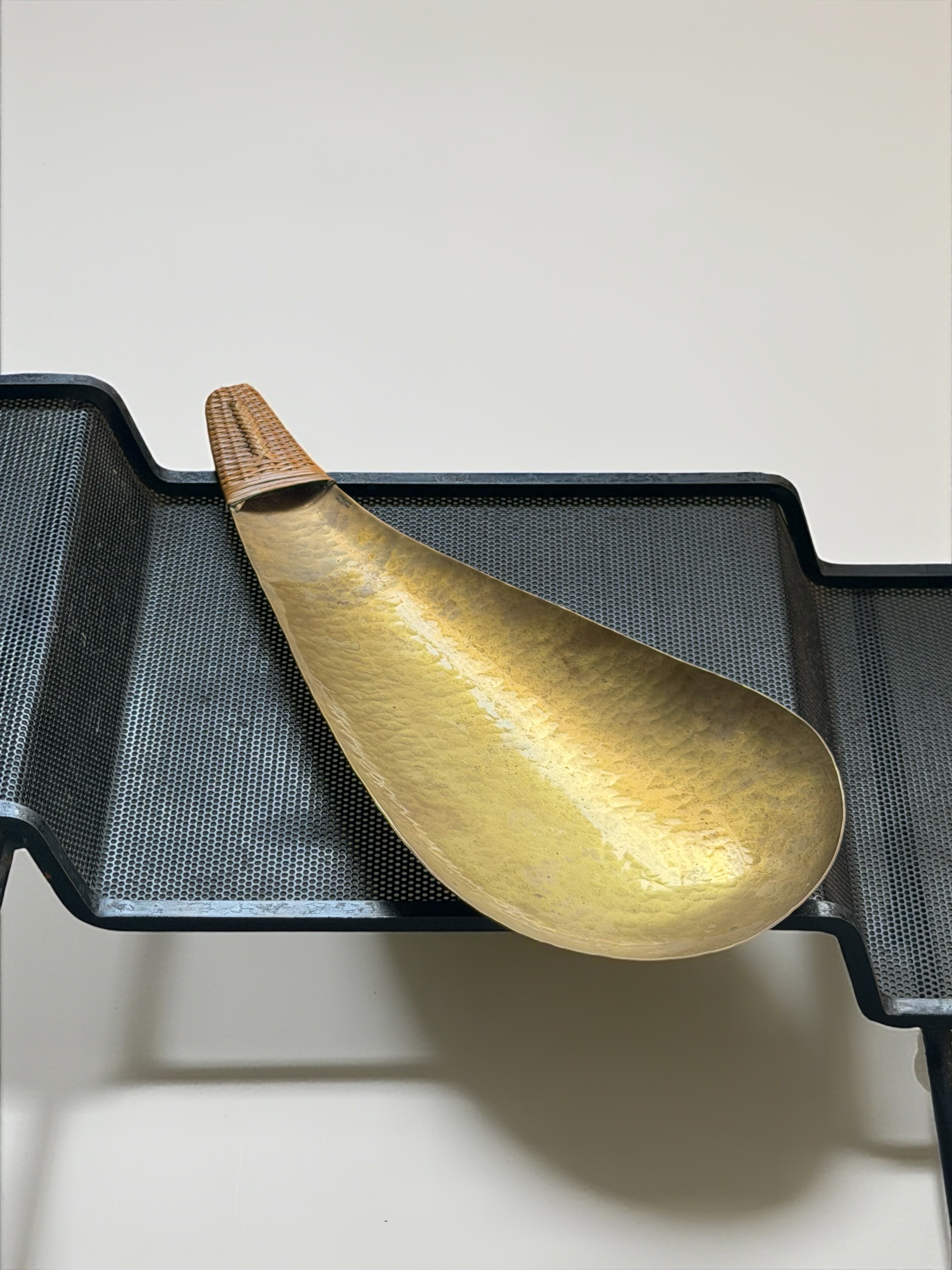 Hammered Serving Plate with wicker vienna around 1950s