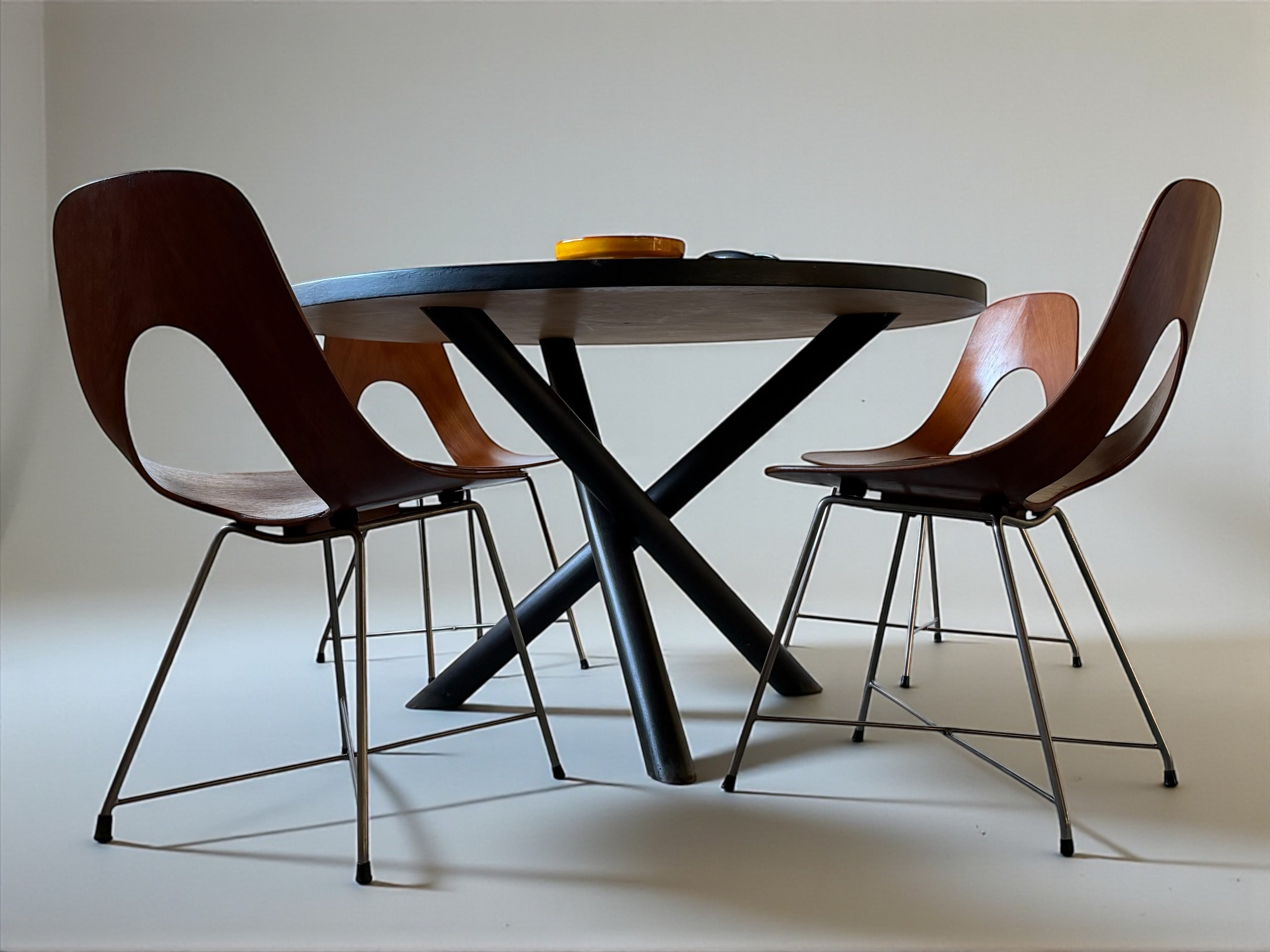 Set of 4 Dinning Chairs by Augusto Bozzi for Saporiti, Italy 1950s　