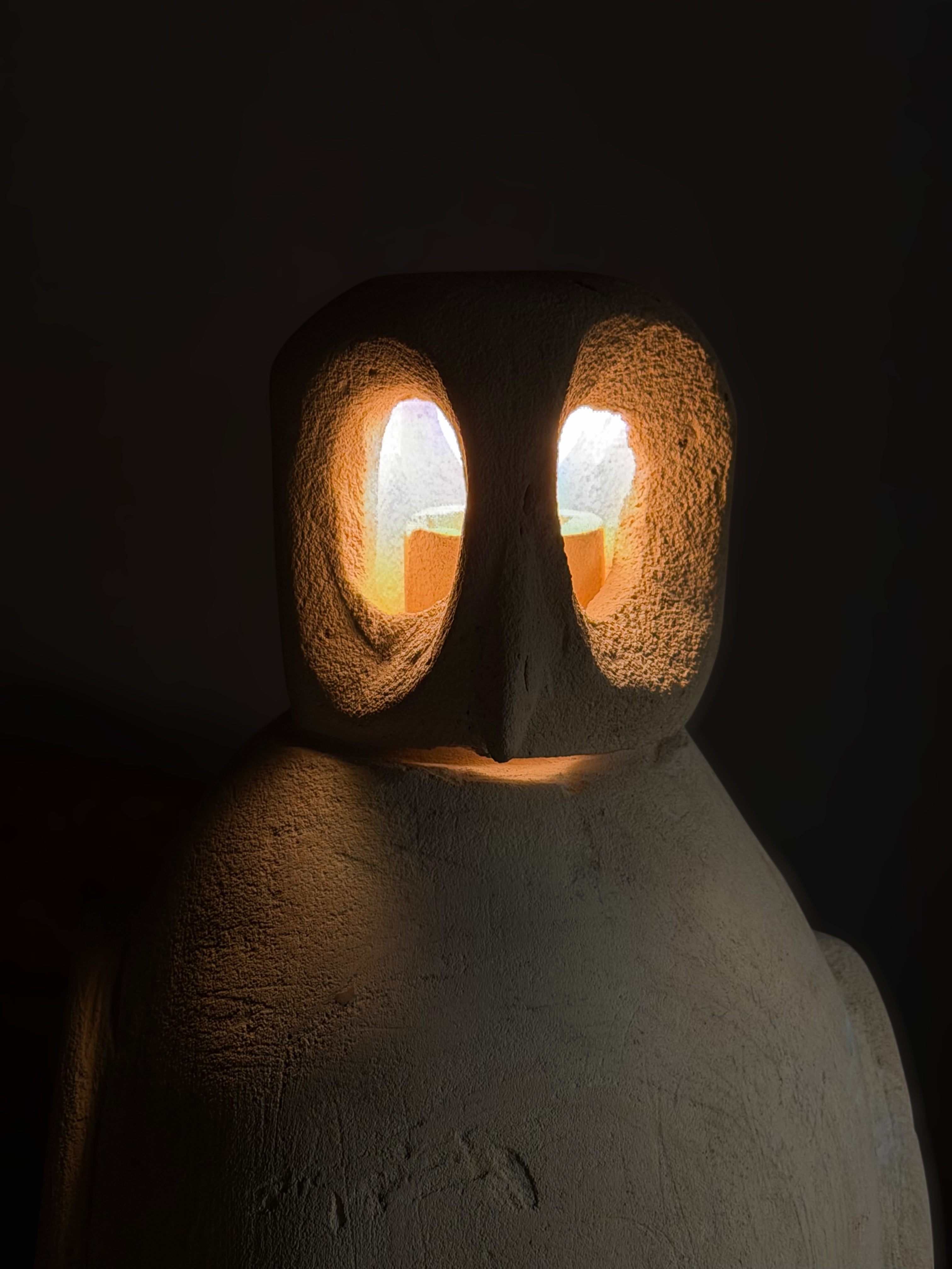 Limestone Owl Lamp, France 1970s　
