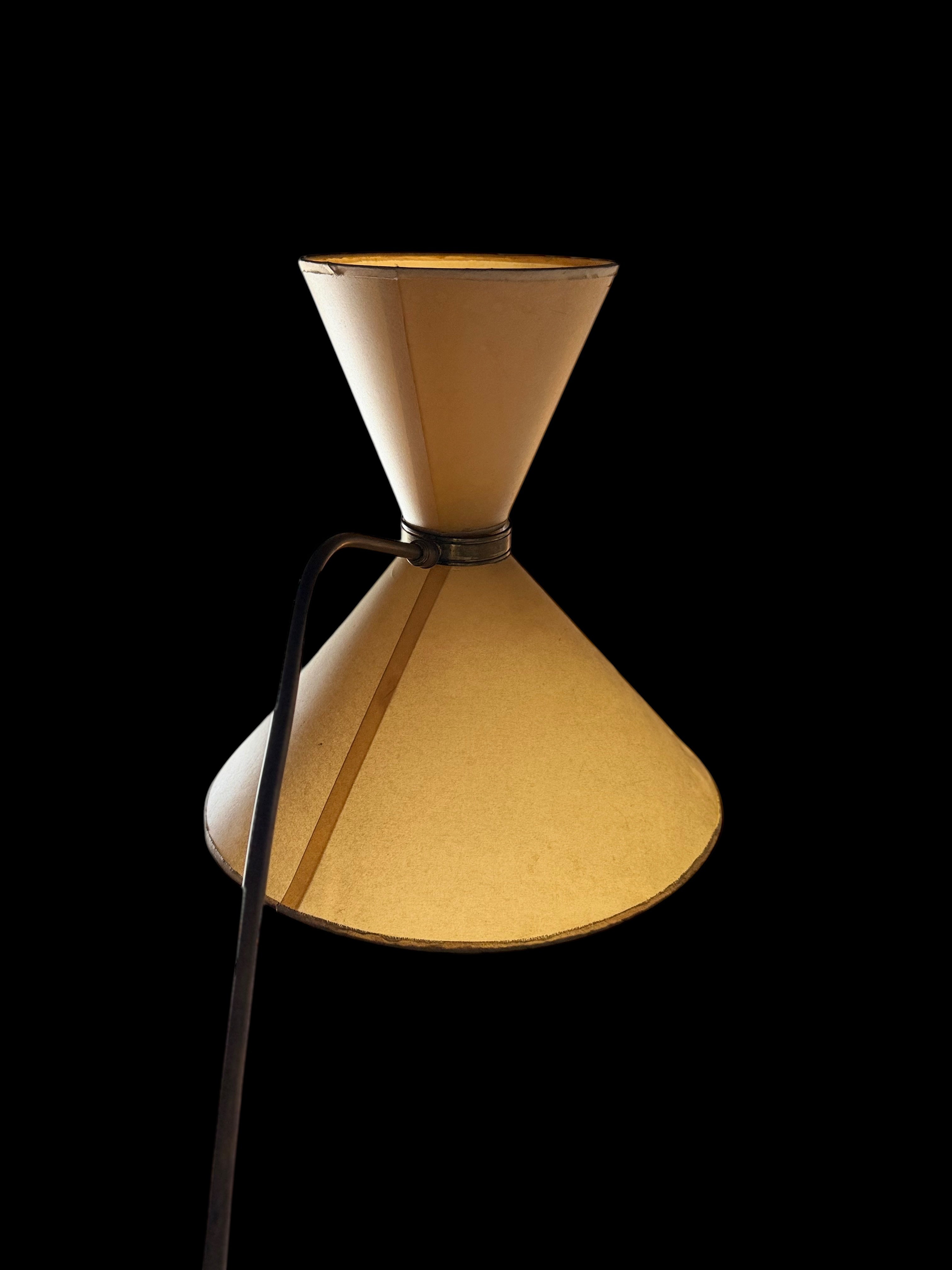 Maison Lunel Dual Conical Shade Floor Lamp, 1950s France