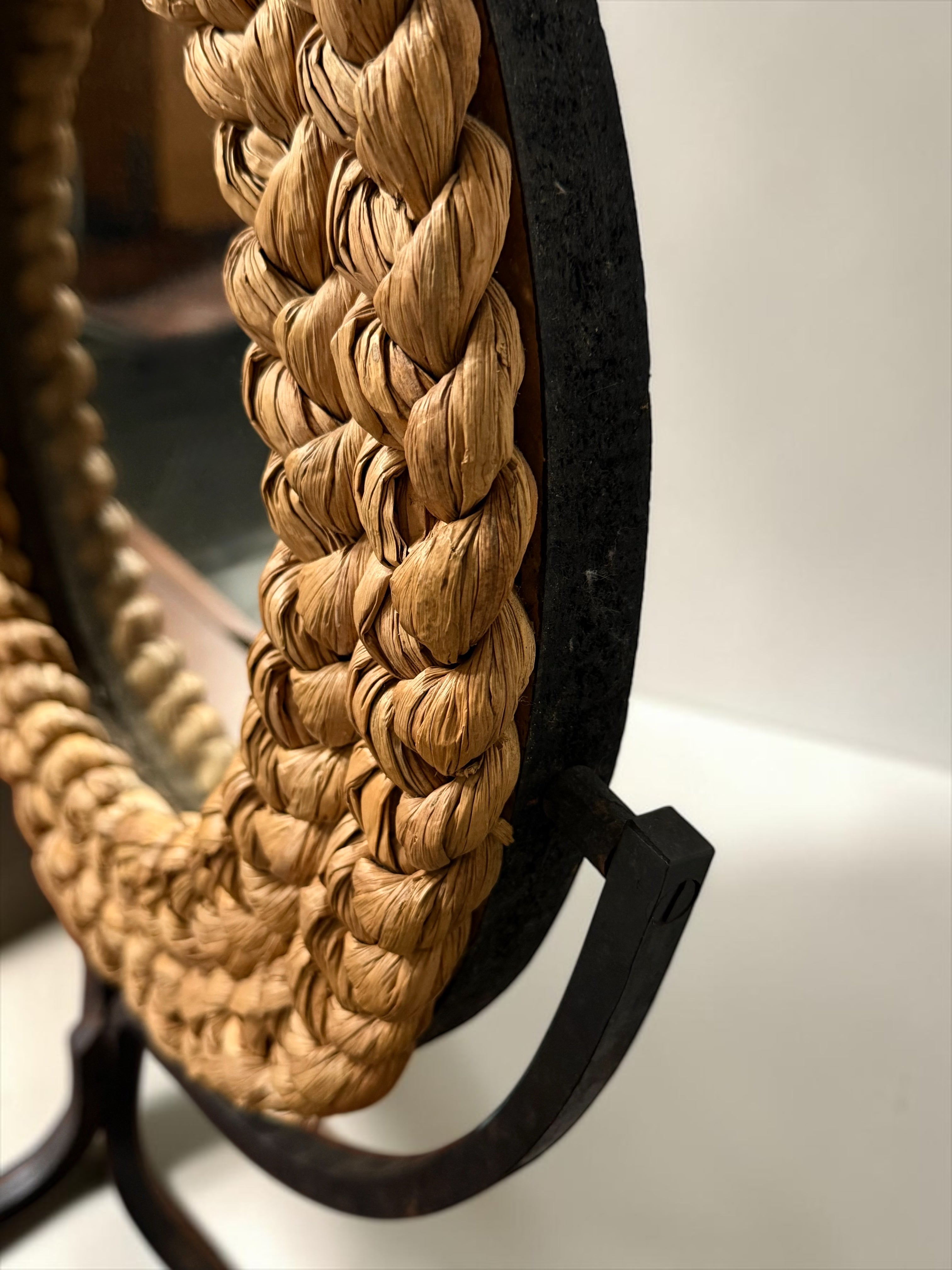 Wicker Mirror by Adrien Audoux & Frida Minet attributed