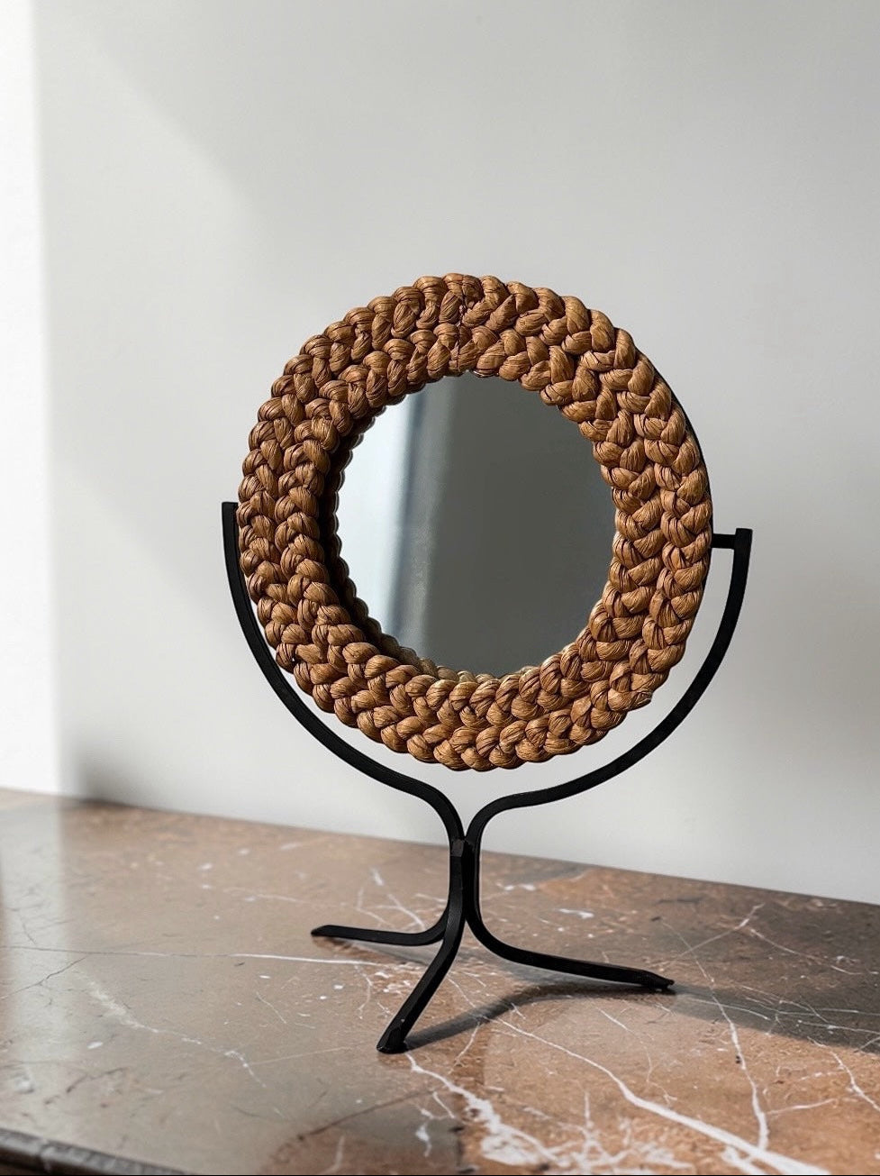 Wicker Mirror by Adrien Audoux & Frida Minet attributed