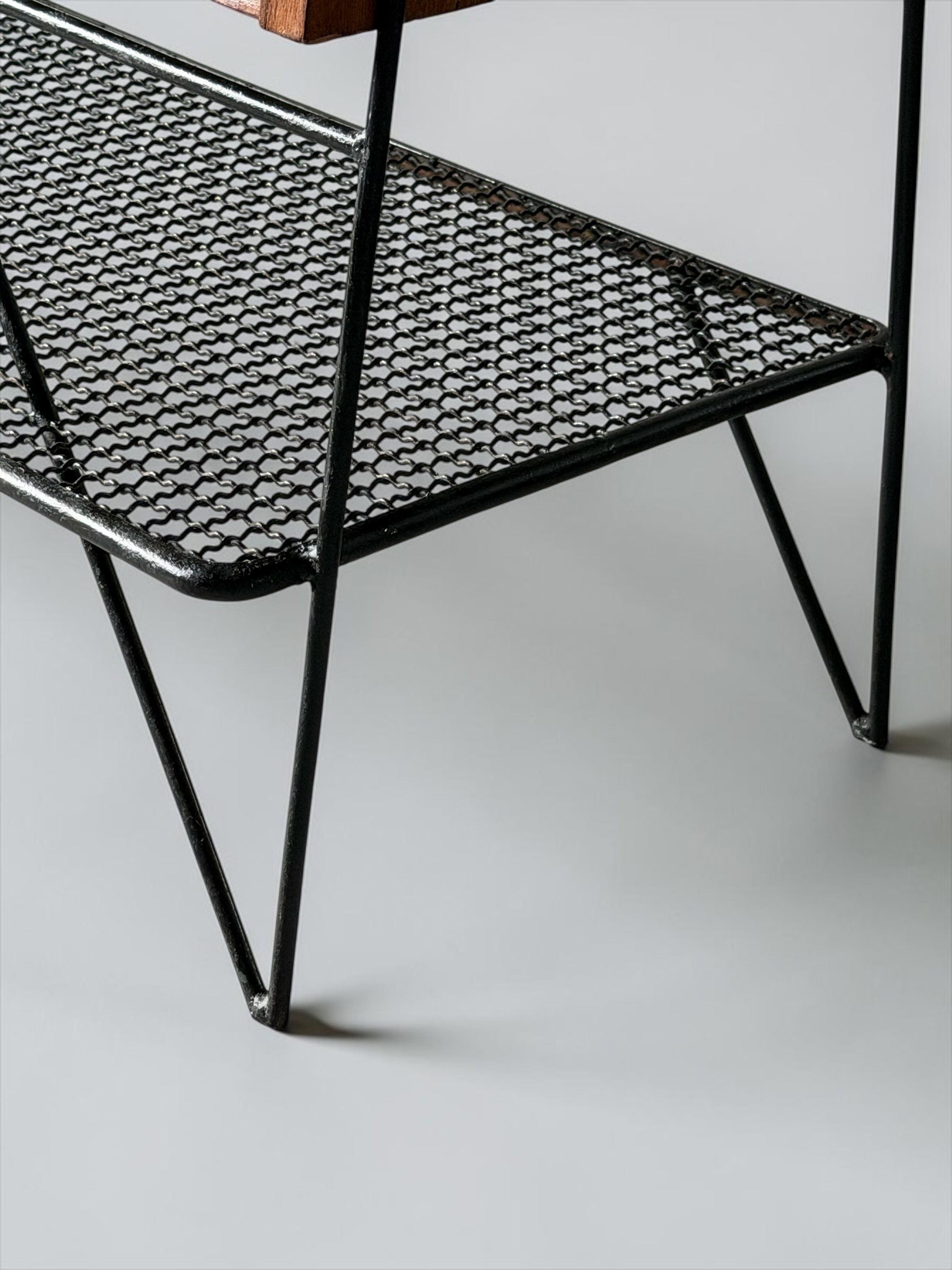 Cabinet in oak and black metal by Jacques Hitier for Tubauto, France 1950s