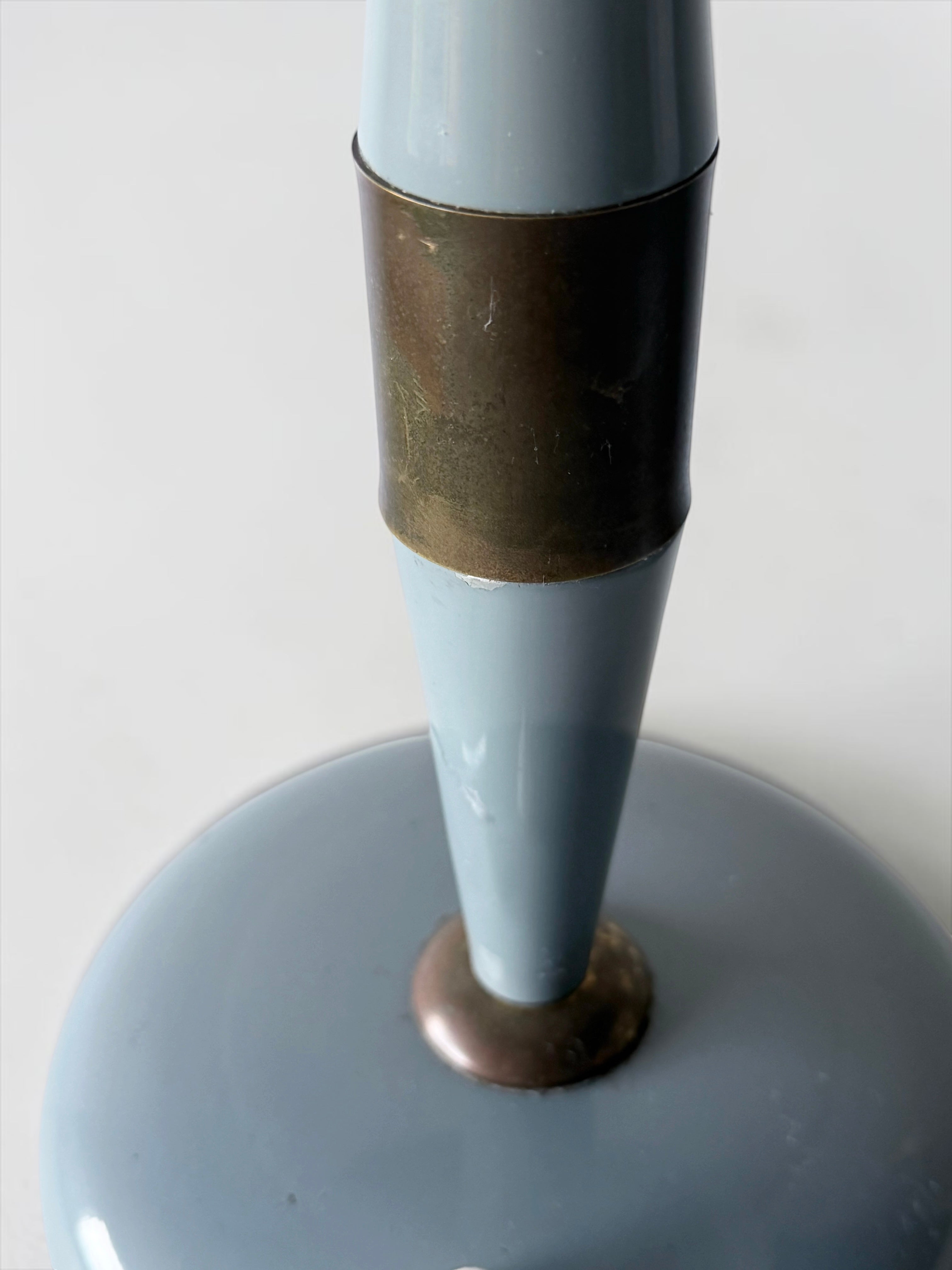 Italian Table Lamp in Blue-Grey Lacquered Metal and Brass, Italy 1950s