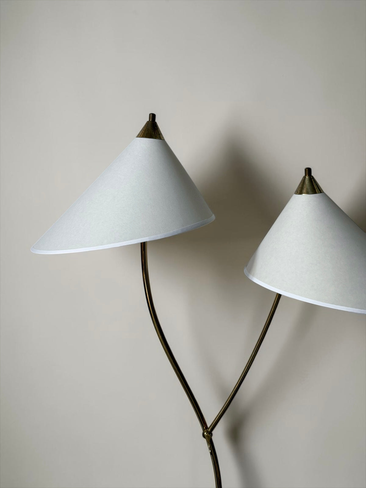 Double Arm Brass Floor Lamp, Europe, 1950s